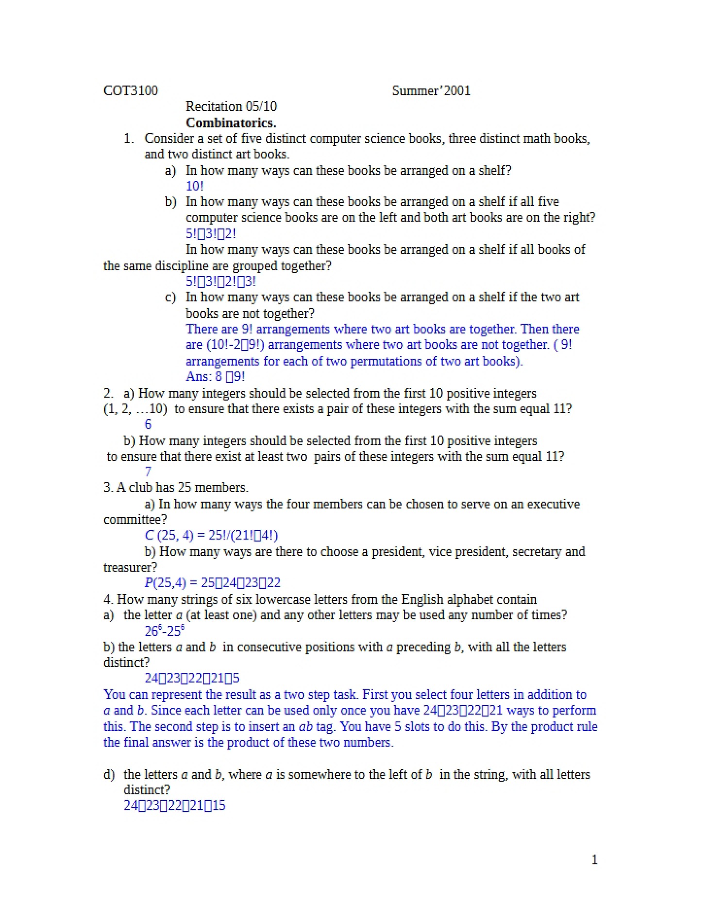 Recitation Session (COT 3100)