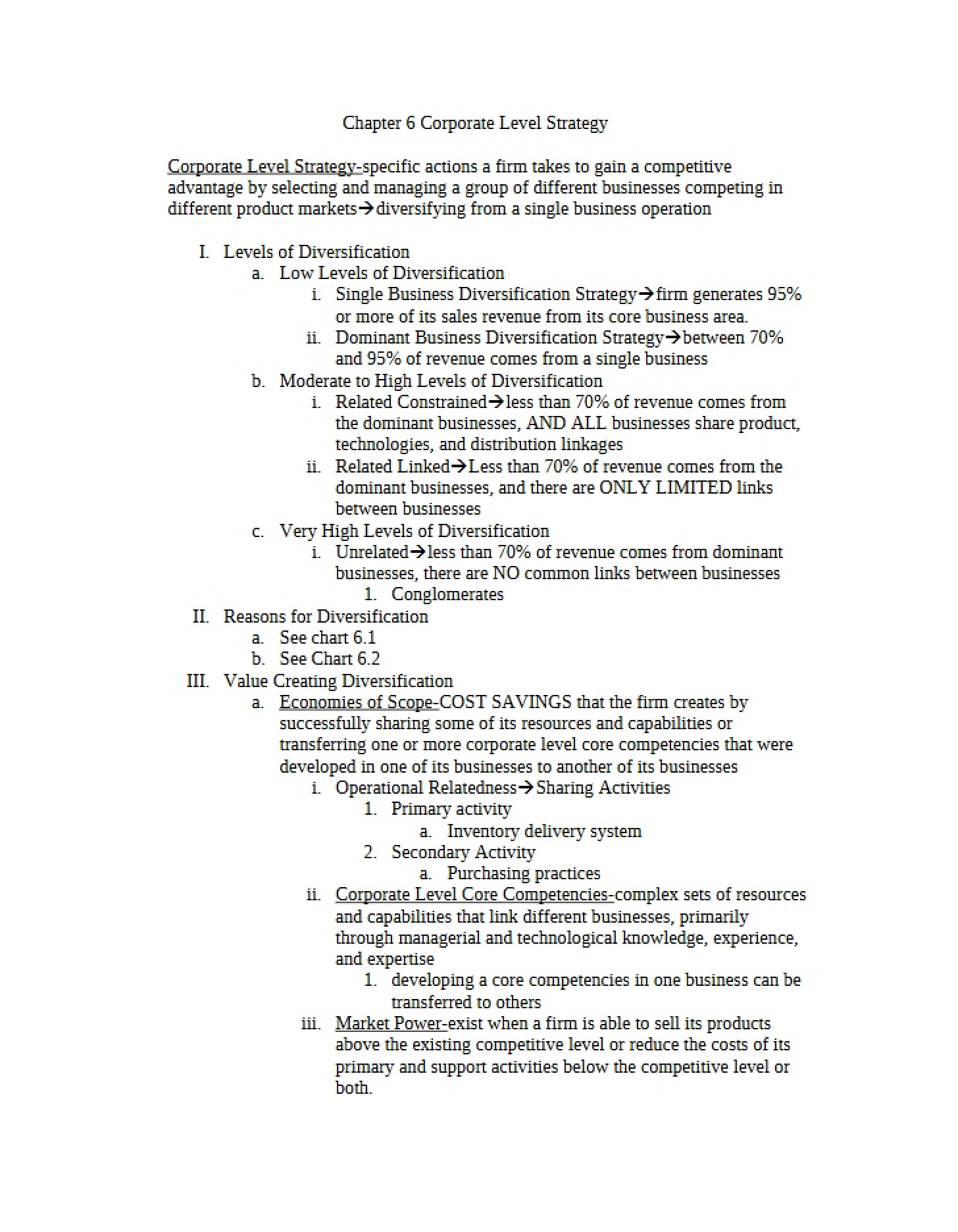 Strategies at the Corporate Level (Chapter 6)