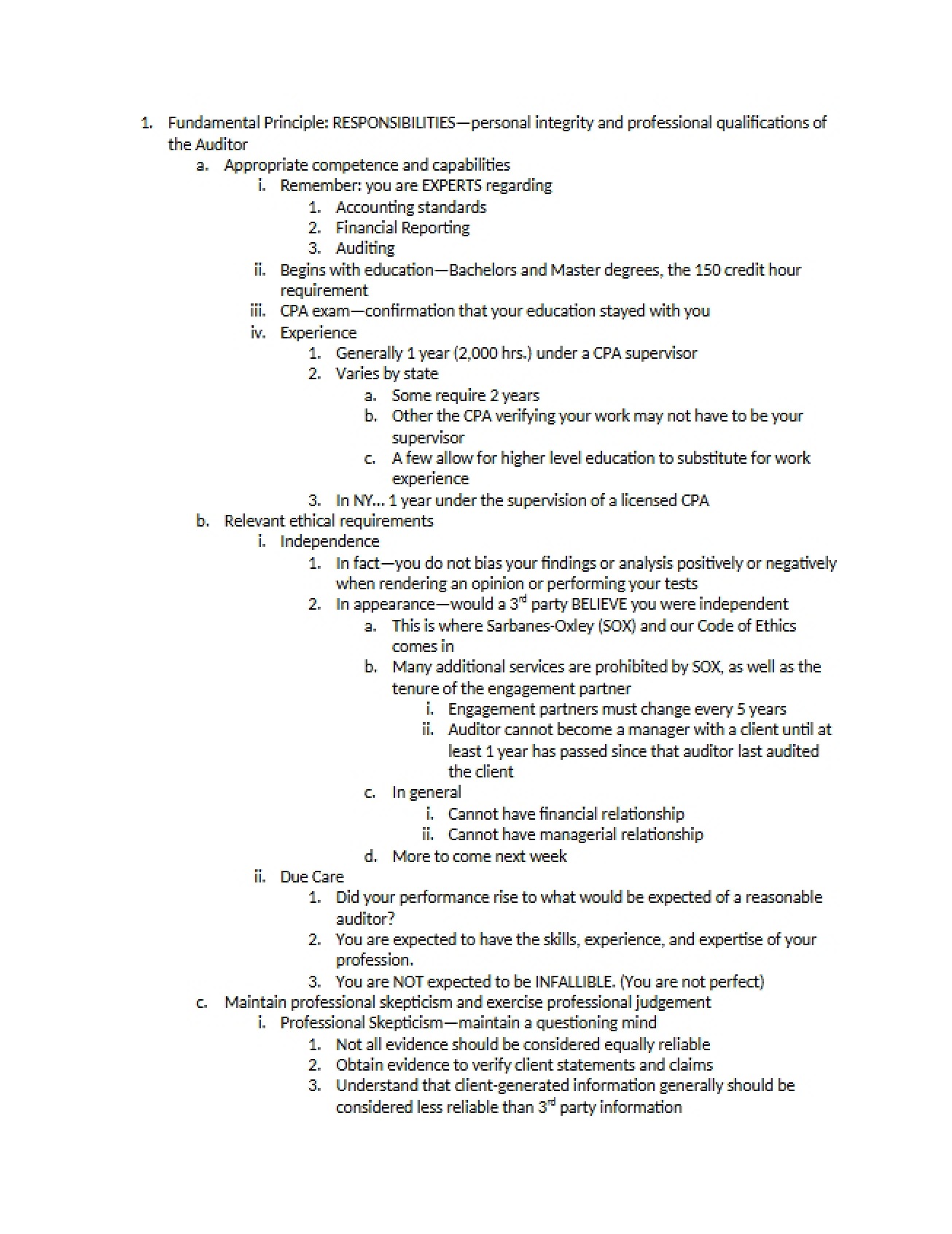 Auditing Course Notes
