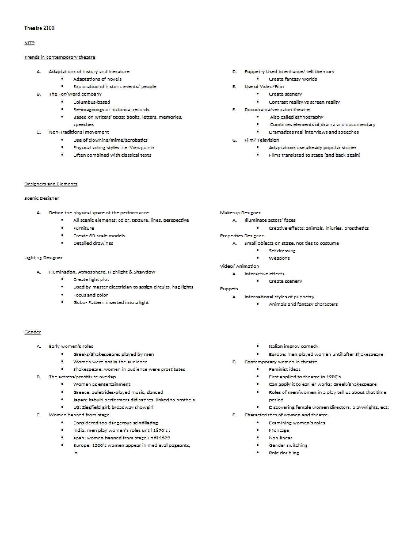 Class Handouts