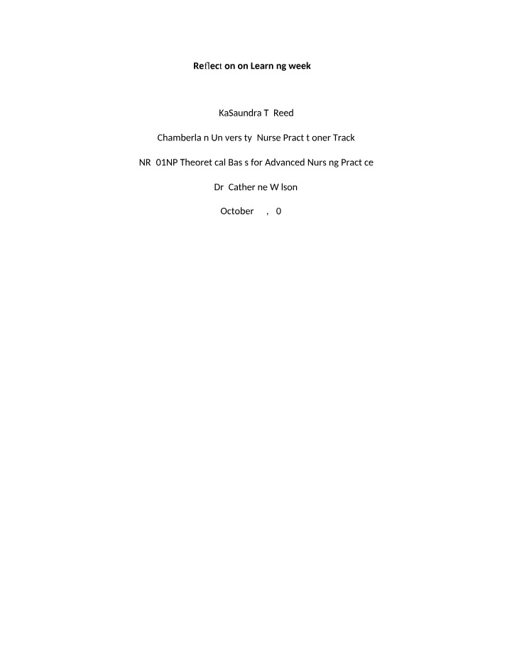 Week 7 Learning Reflection