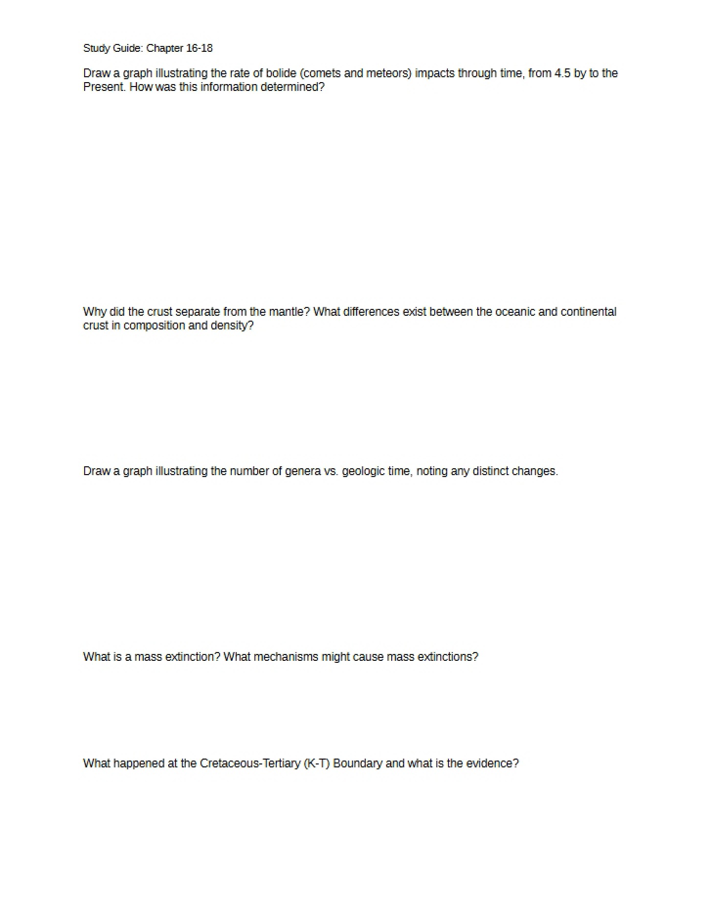 Study Guide for Chapters Sixteen through Eighteen