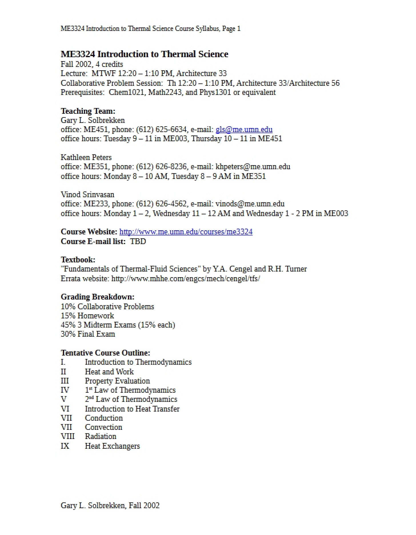 Class Syllabus