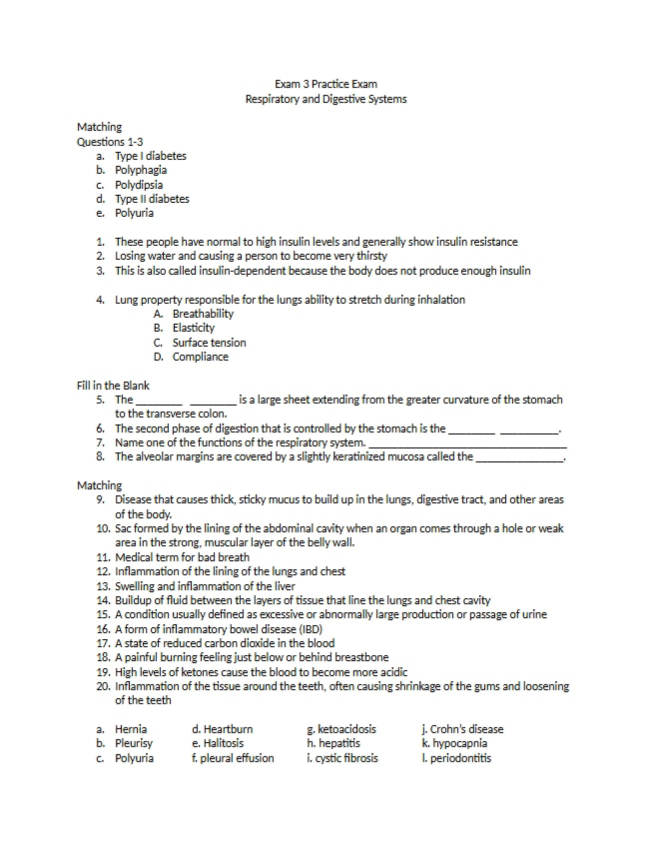 Practice Version 2 for Exam Three