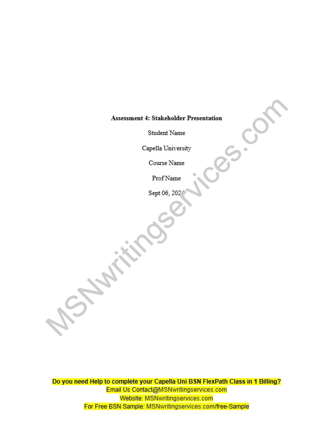 Stakeholder Presentation Assessment Four - NURS FPX 4010