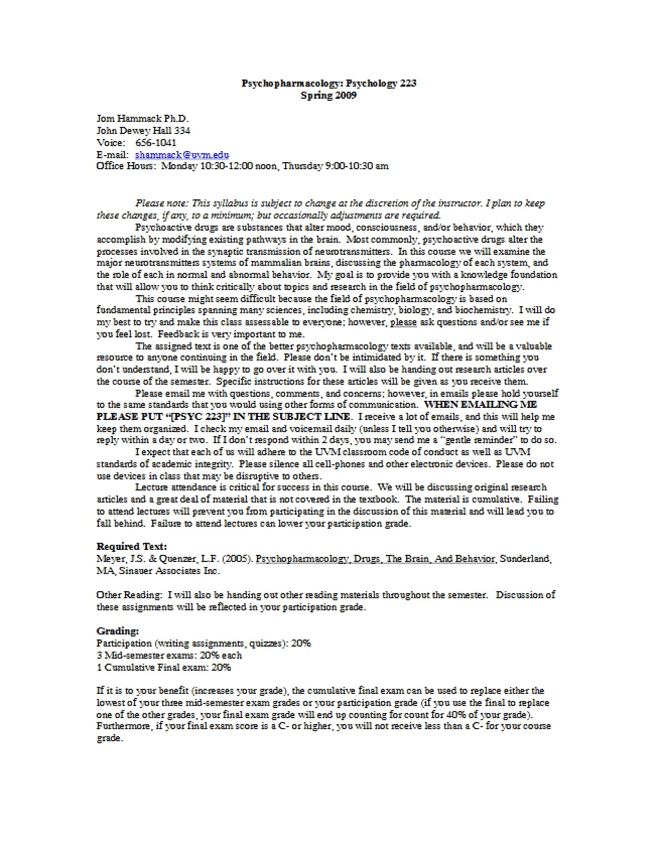 Psychopharmacology Section 223A
