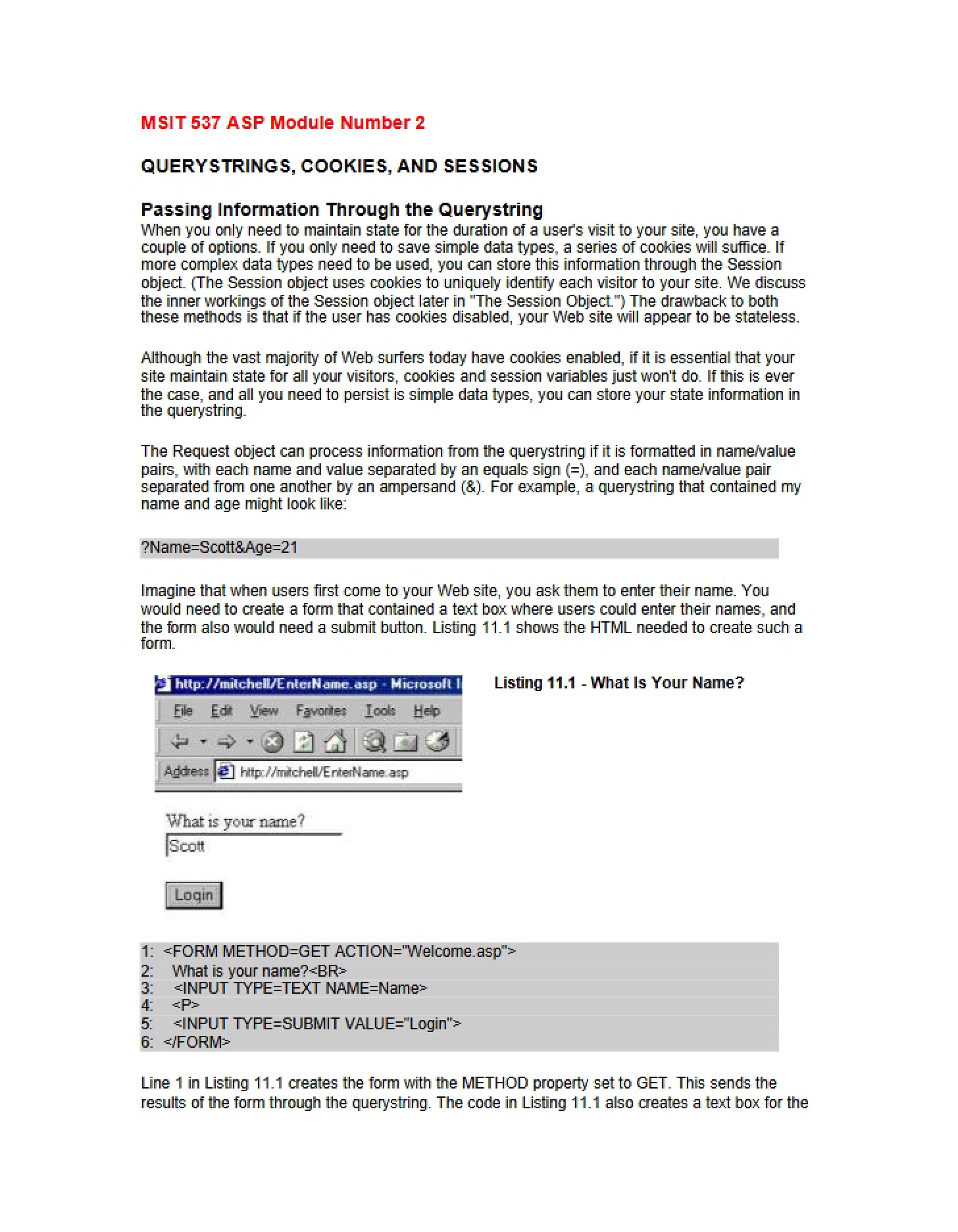 Lecture Notes for MSIT 537 (Set 1)