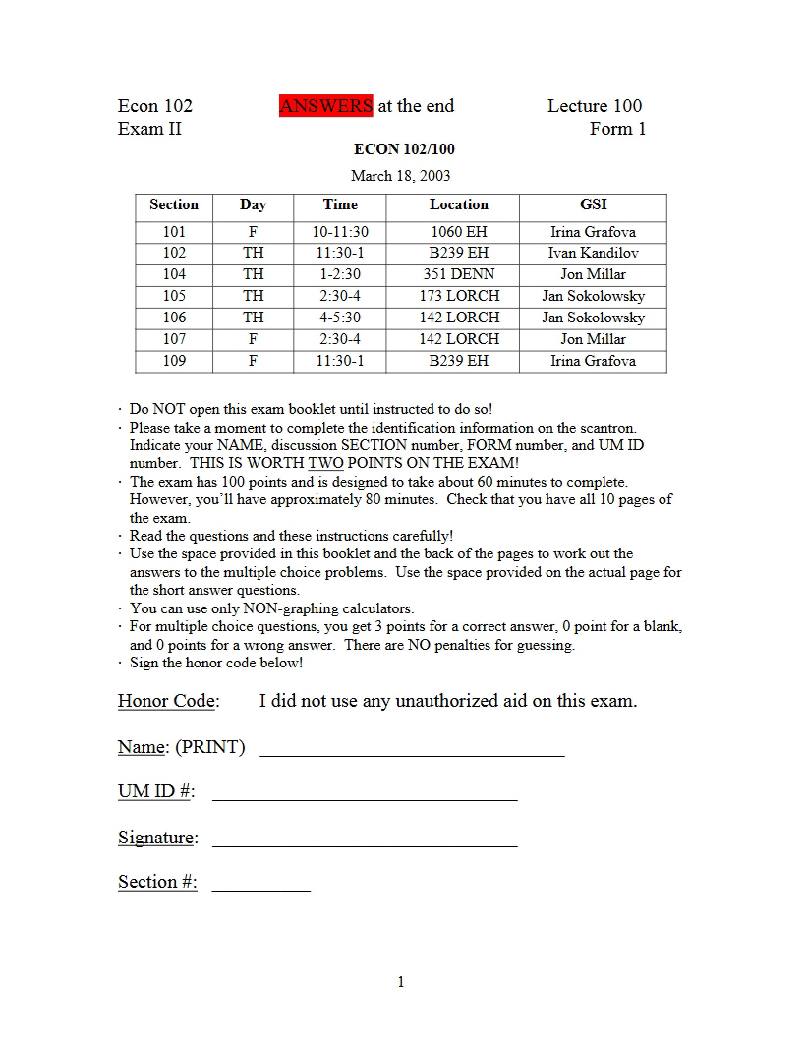 Exam Two Econ 102