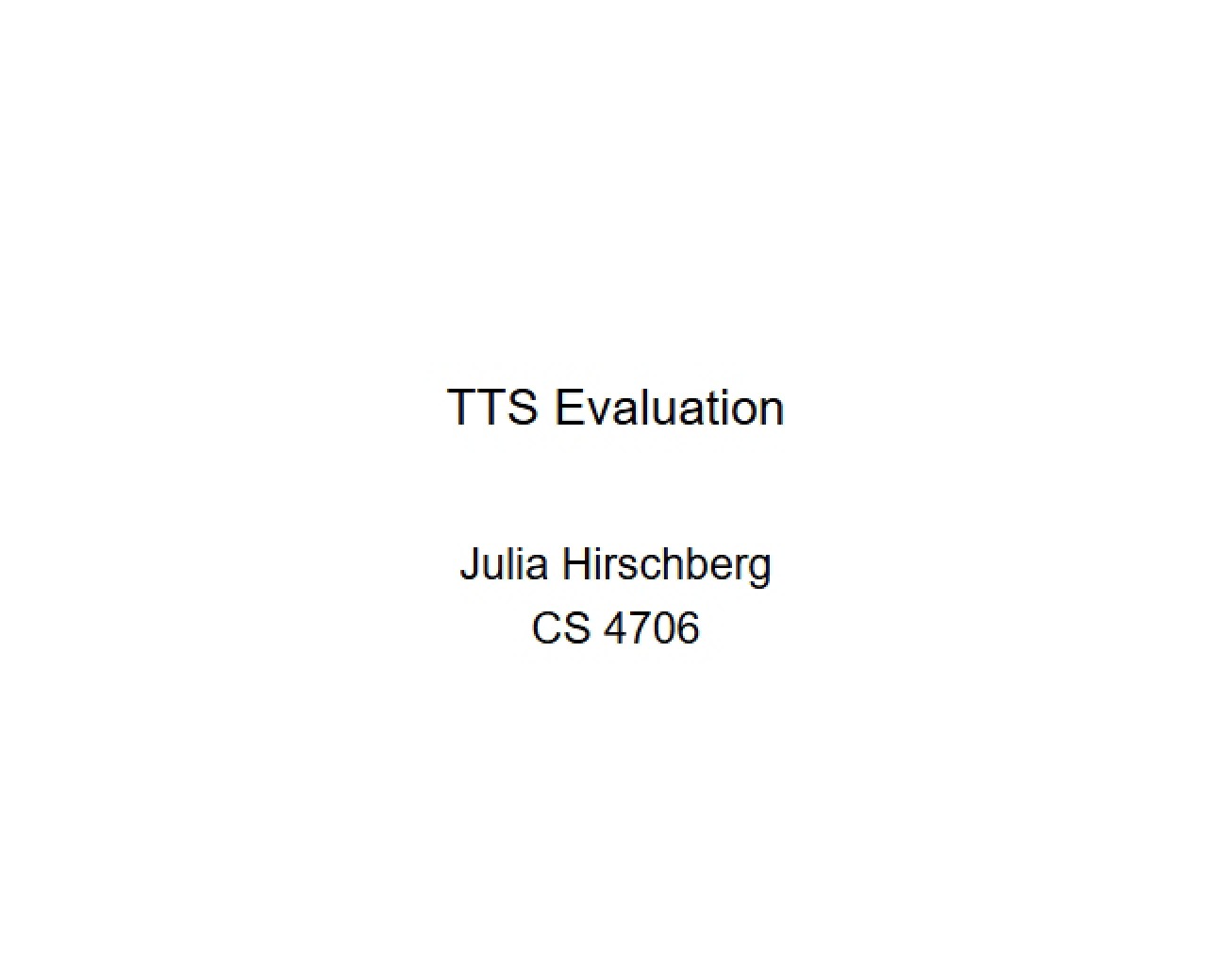 TTS Evaluation Methods