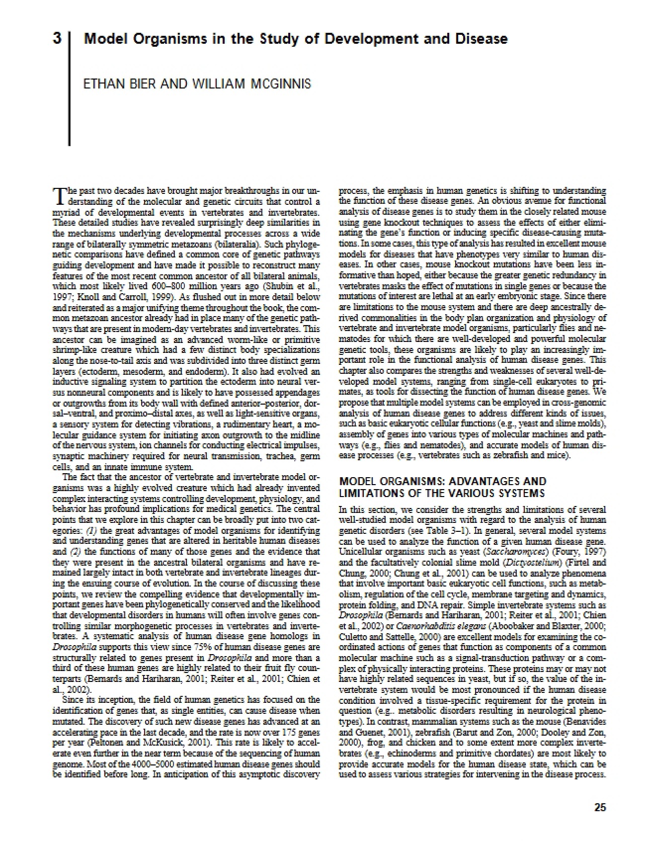 Disease and Development Study with Model Organisms