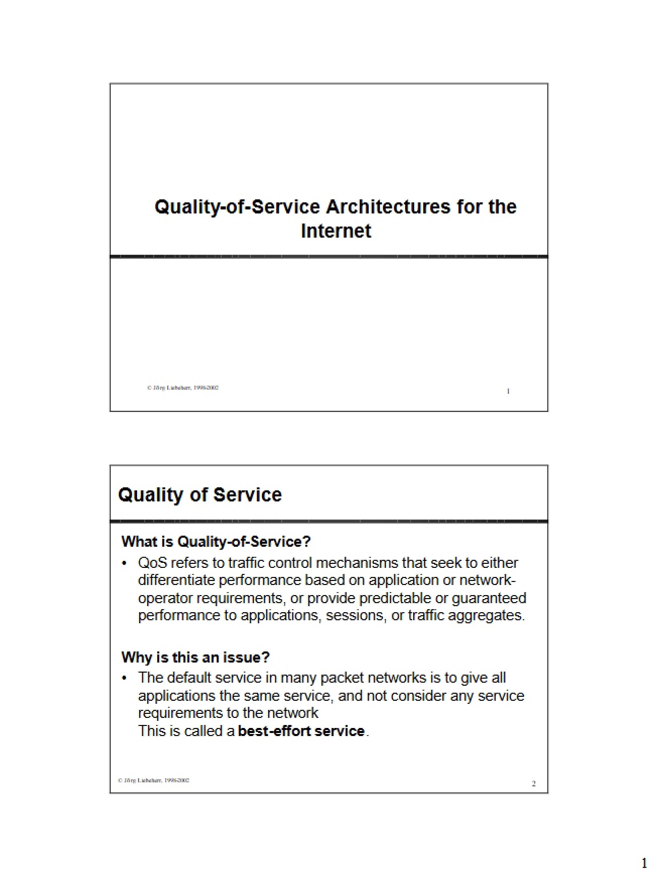 Internet Architectures for QoS