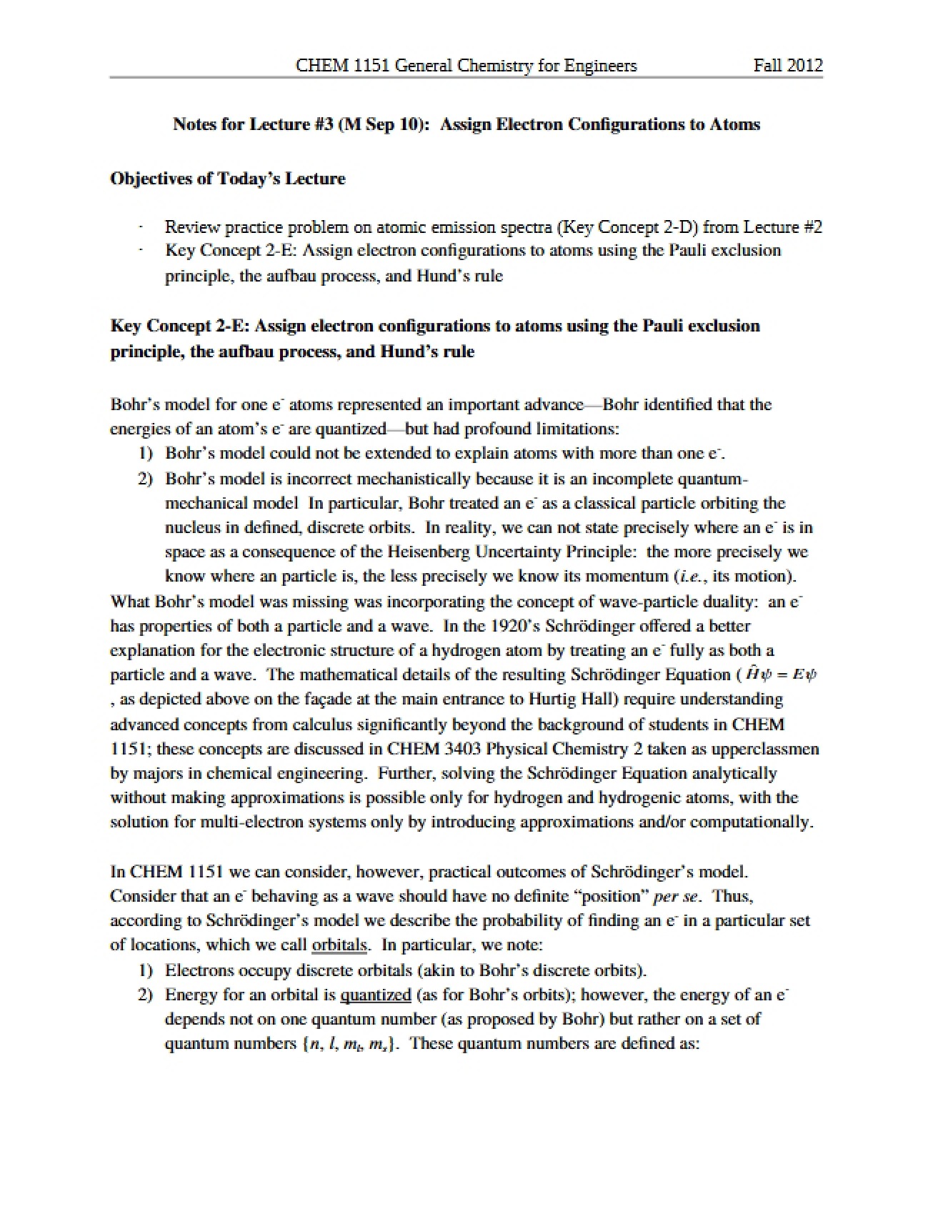 Lecture 3 Notes General Chemistry for Engineers