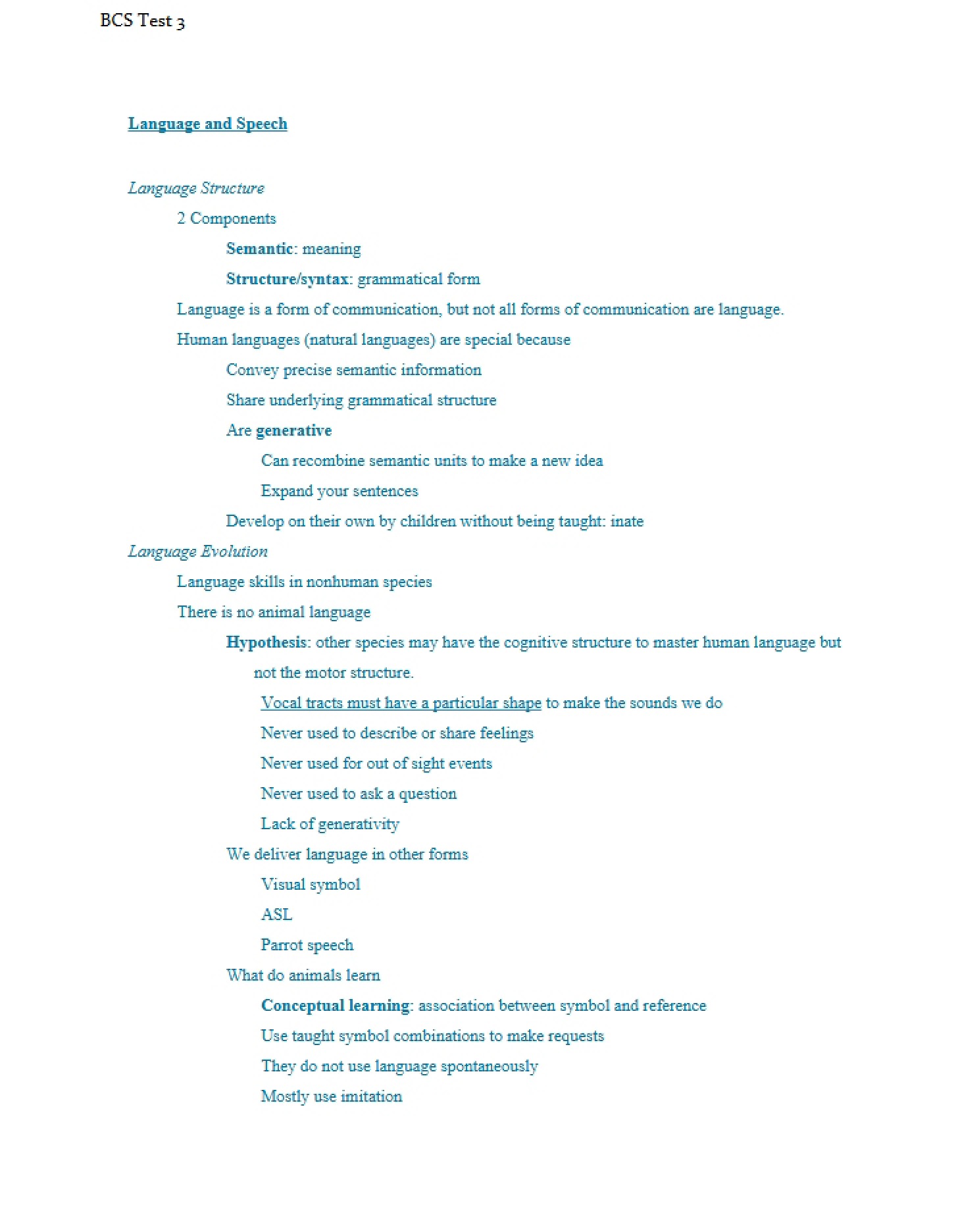 Speech and Language