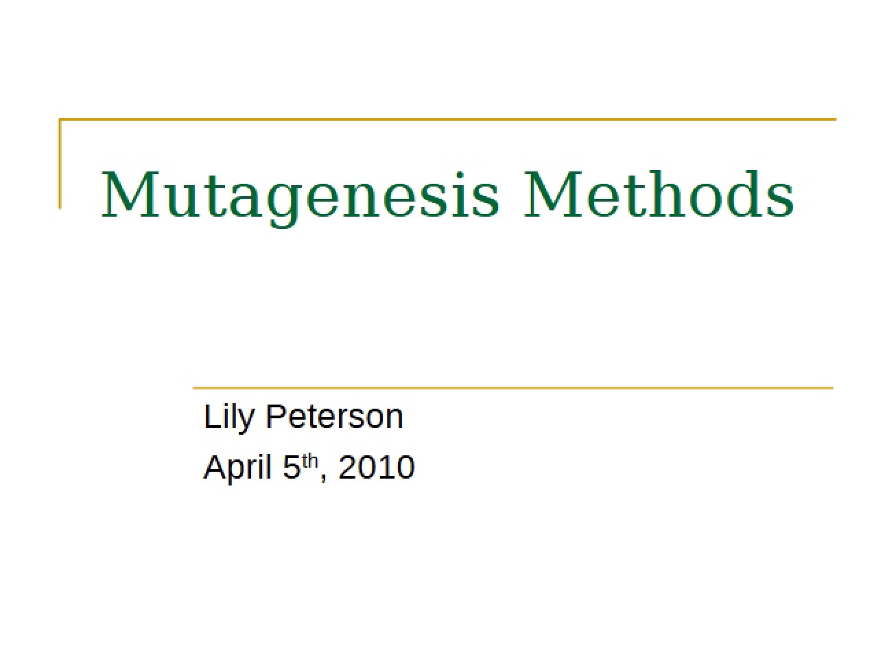Methods of Mutagenesis