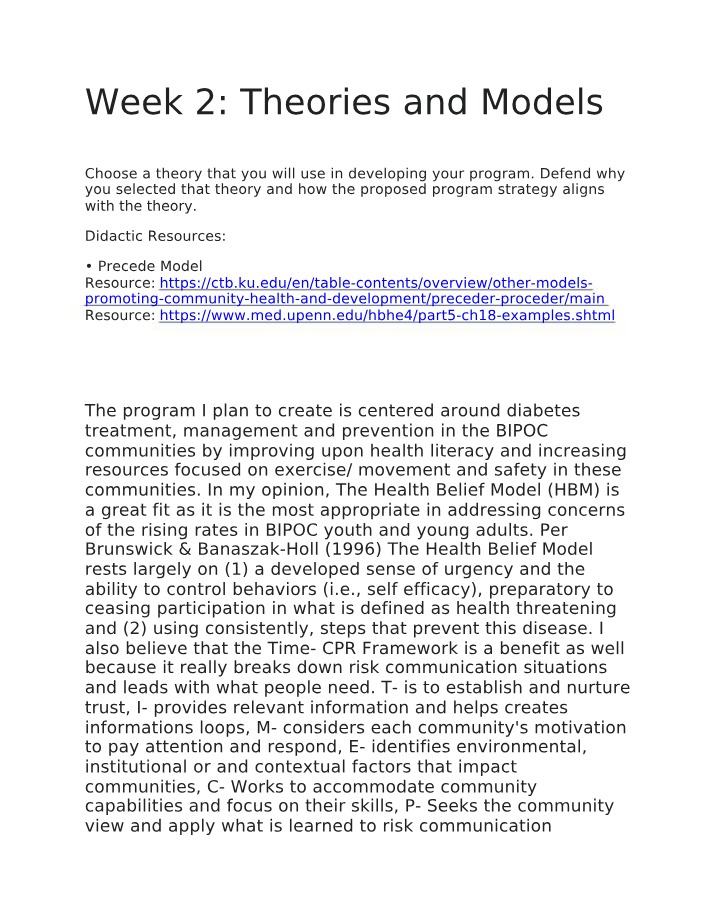 Theories and Models - Week 2