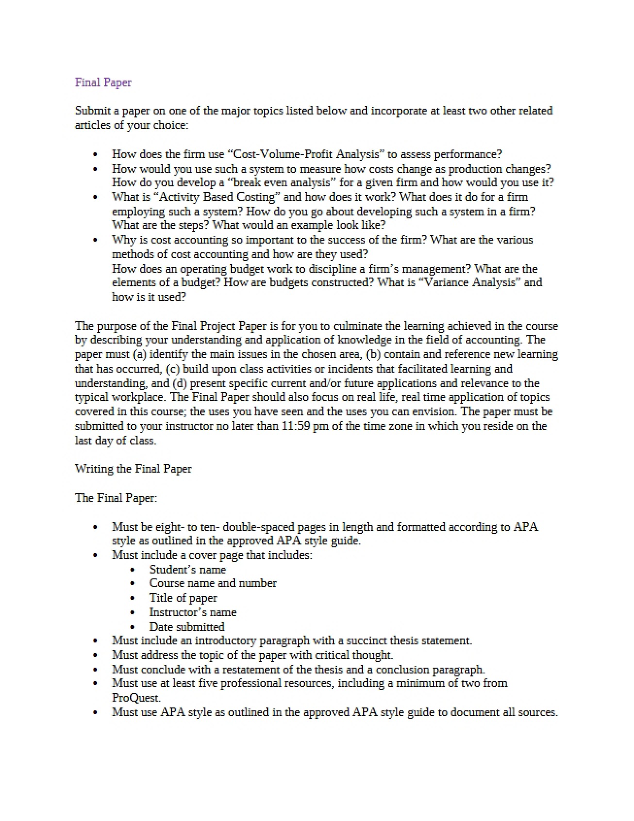 Final Paper for ACC 310