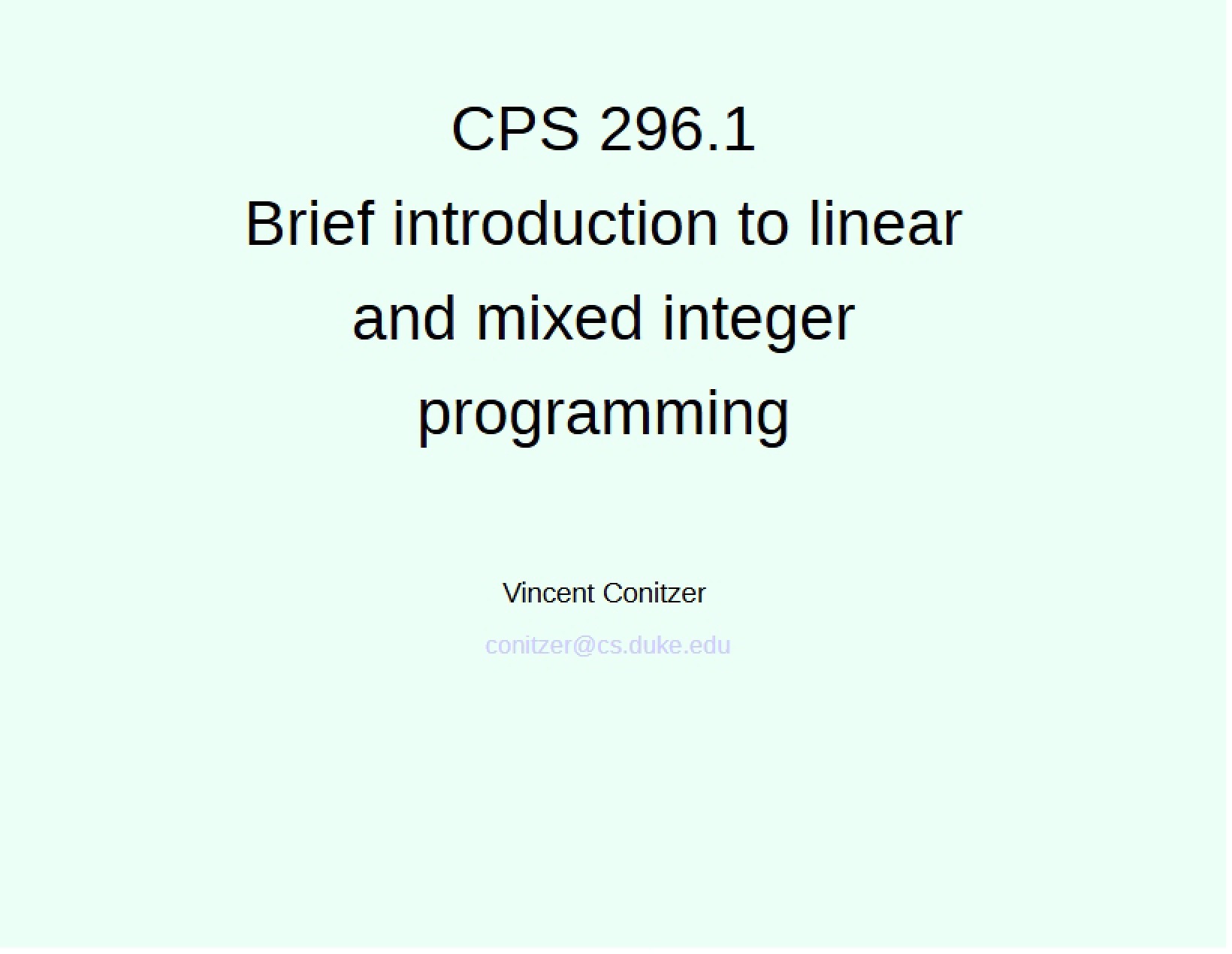 Mixed Integer and Linear Programming Intro
