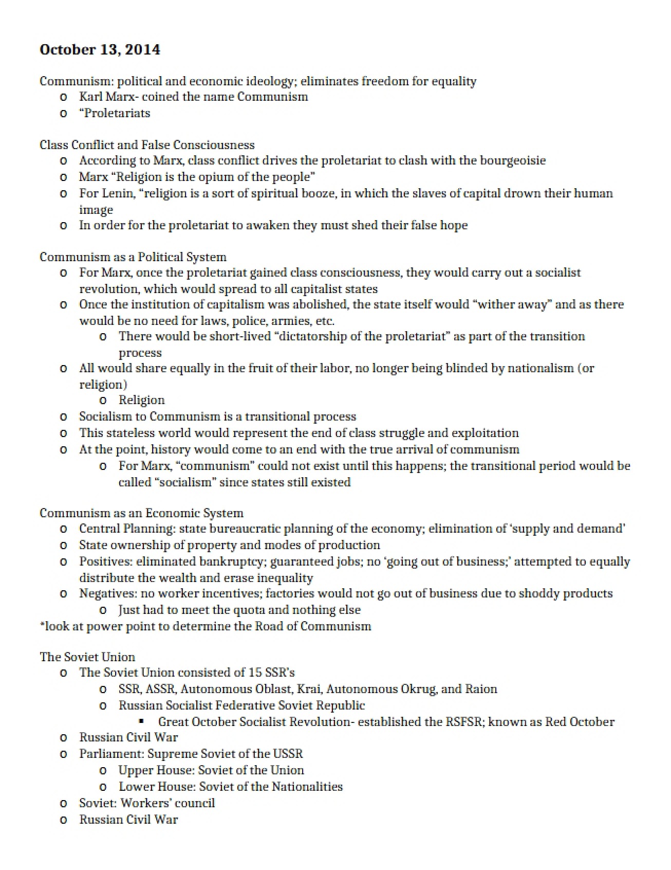 Comparative Politics Communism