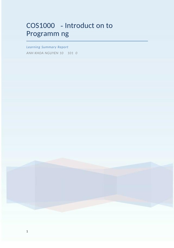 Unit Learning Outcomes Summary Report