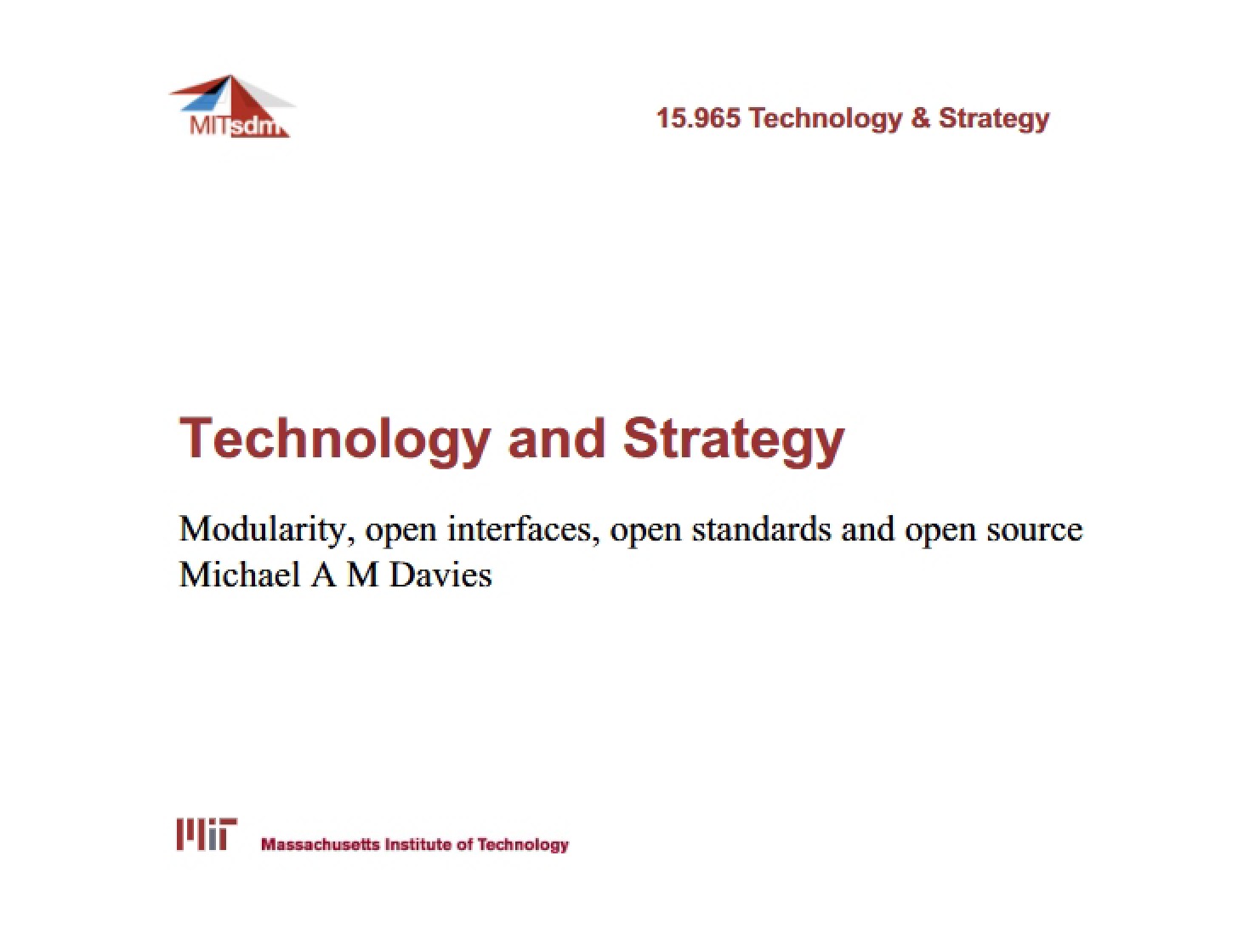 Strategic Technology Management