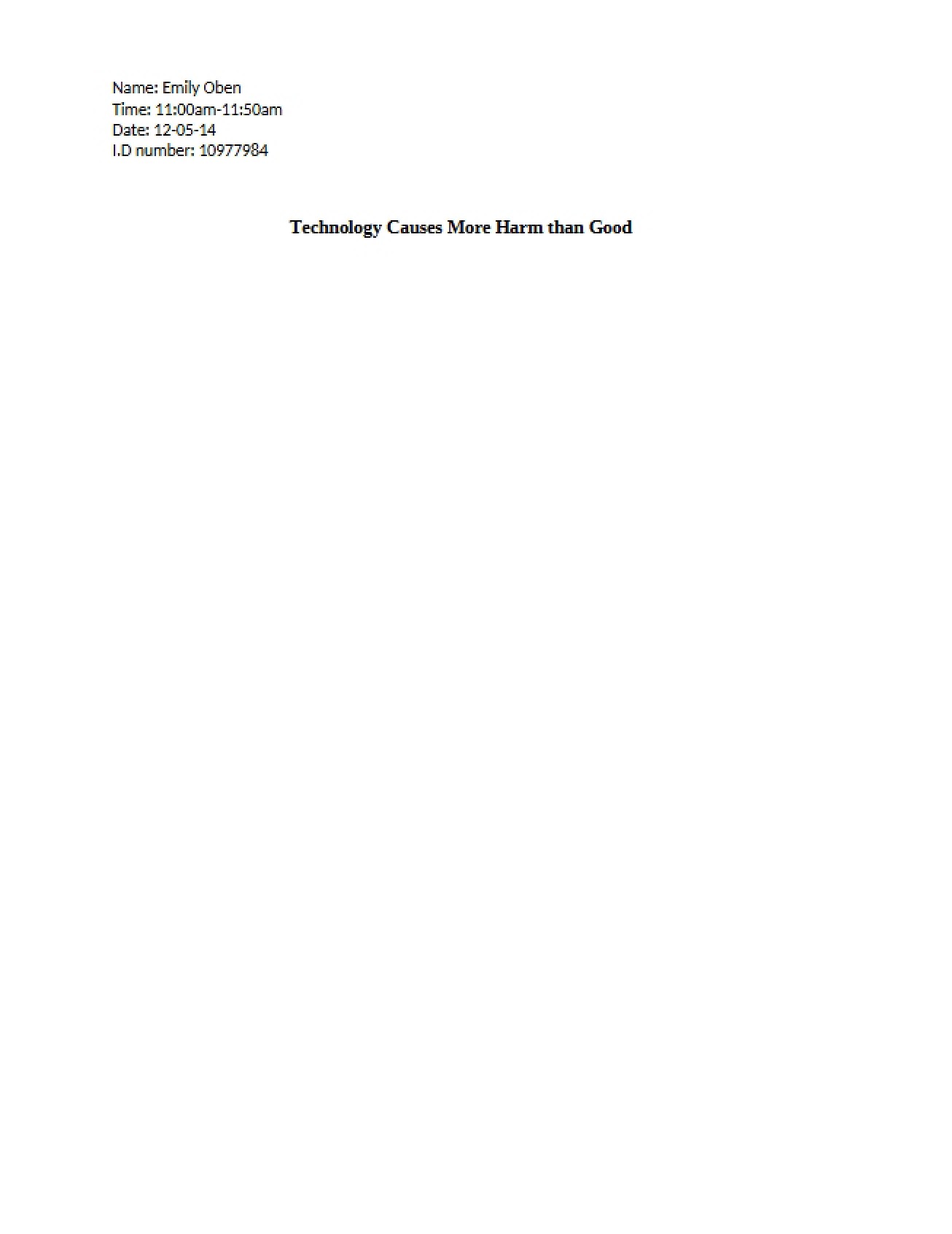 College Writing II Essay