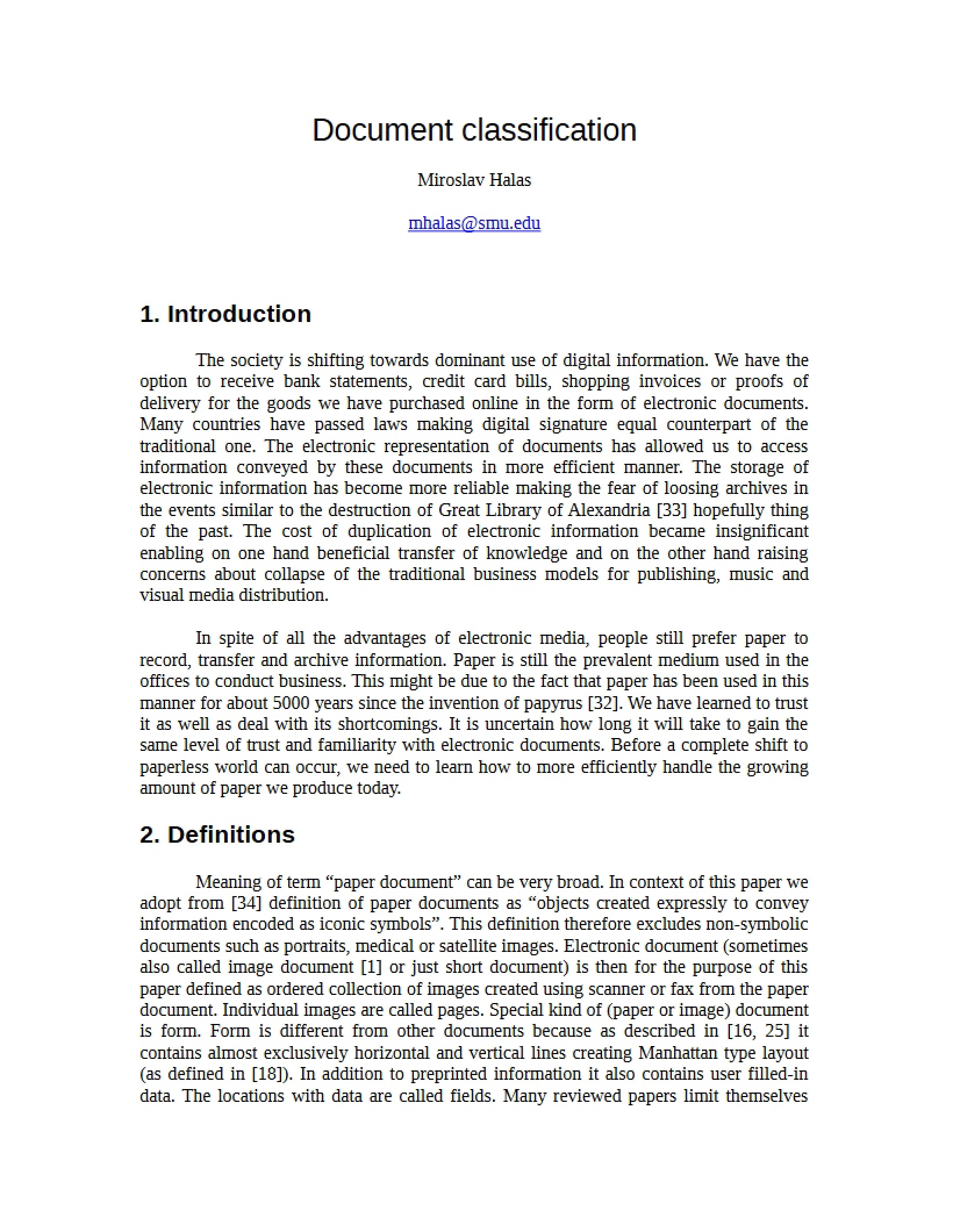 Classification of Documents