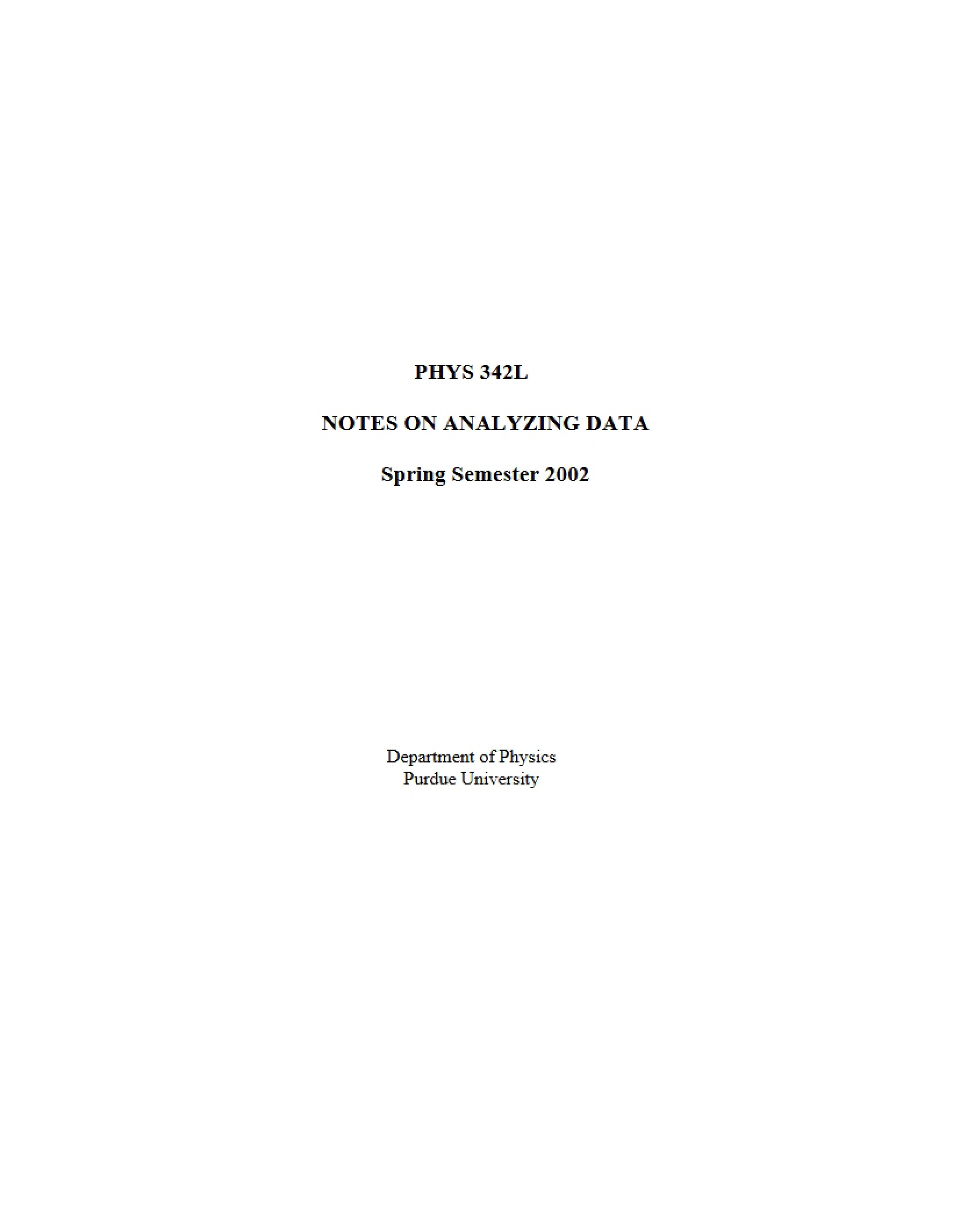 Data Analysis Notes
