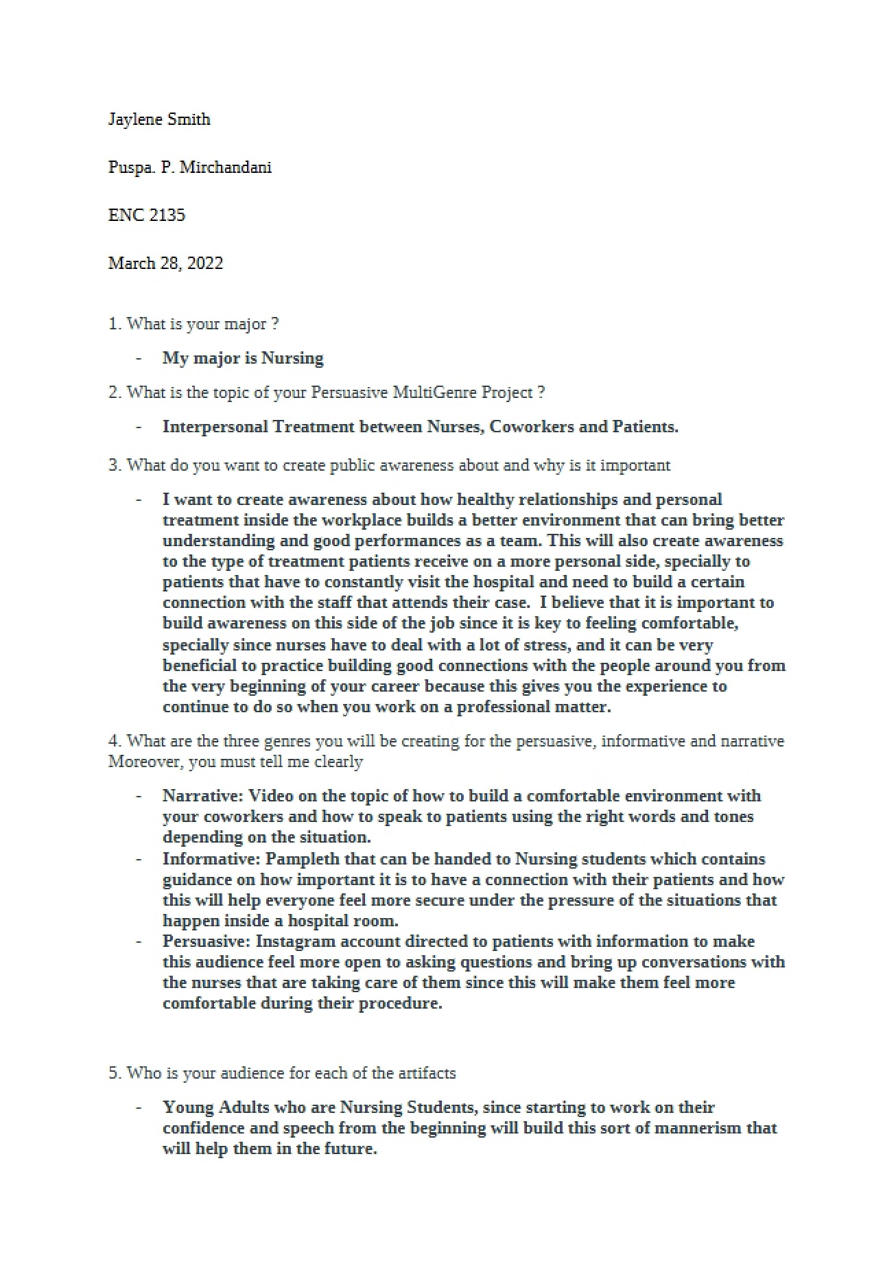 Draft One of Project Three (Multi-Genre Project Proposal)