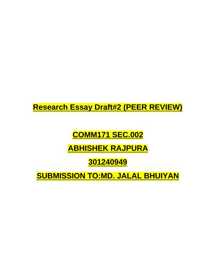 Research Critique Essay - Format Plan