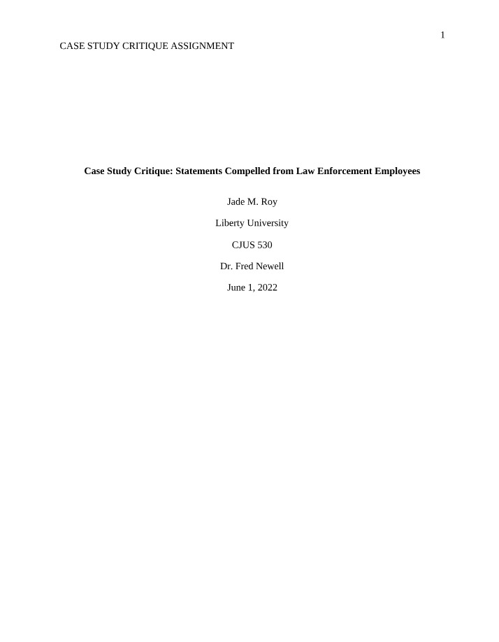 Case Critique - Statements Compelled from Law Enforcement Employees