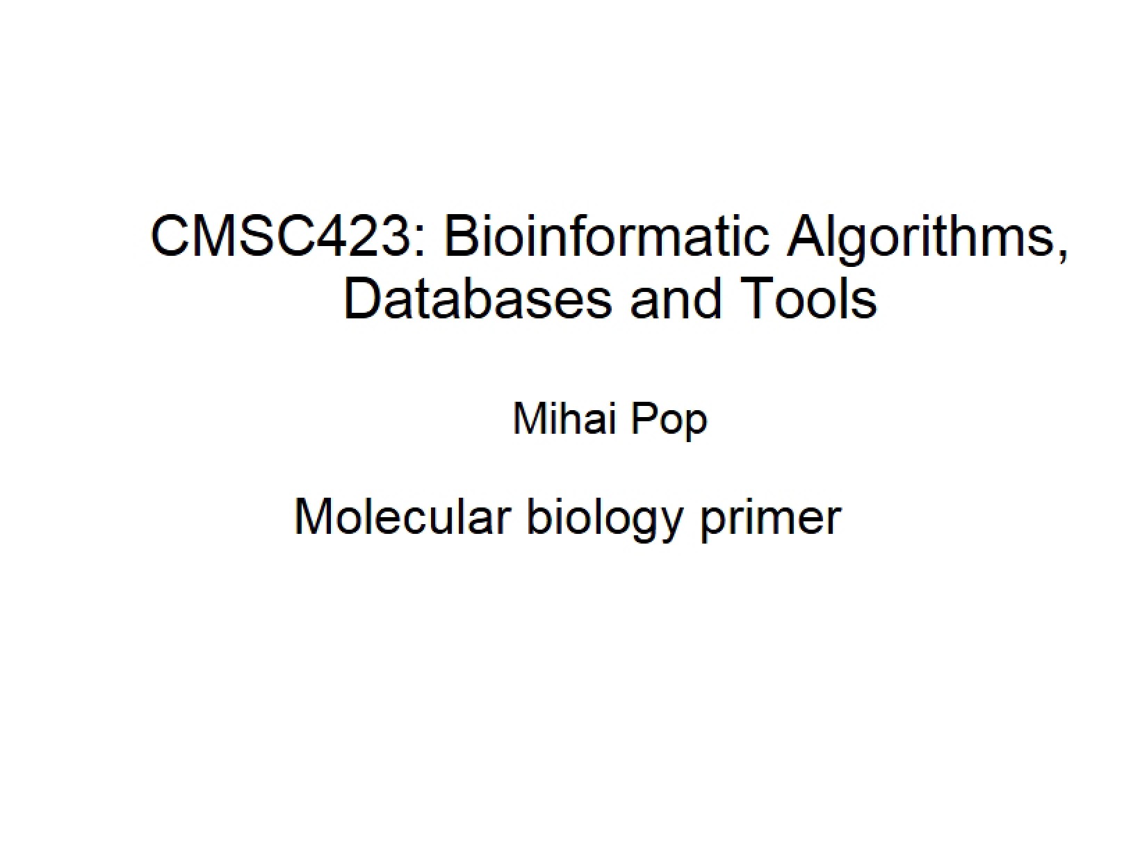 Introductory Molecular Biology Concepts