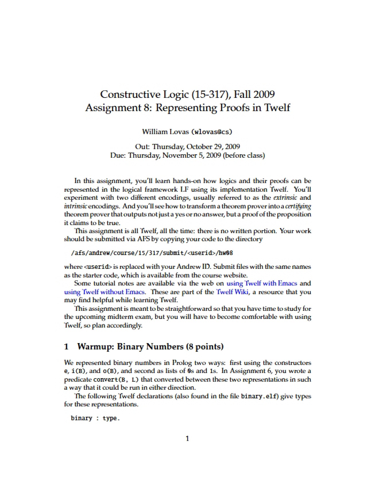 Homework - Constructive Logic