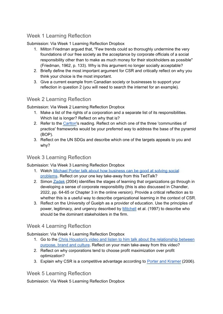 MGMT3020 Learning Reflections - Weeks 1-12