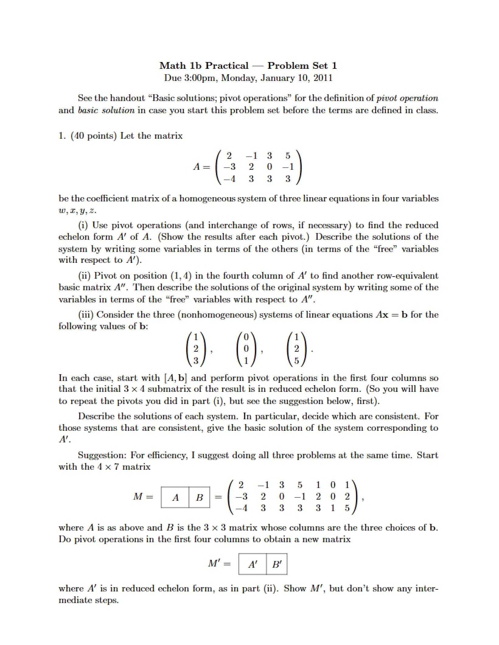 First Problem Set