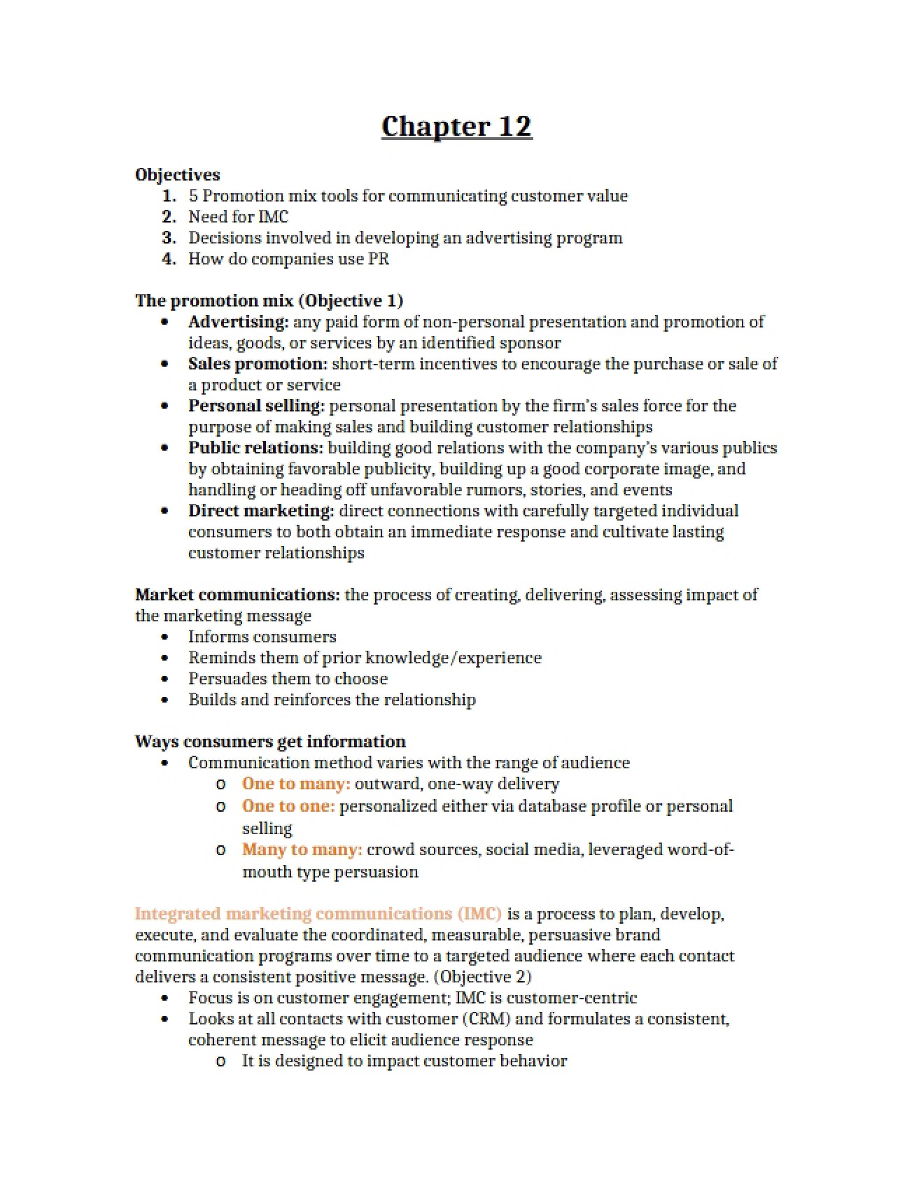 Marketing Chapter 12