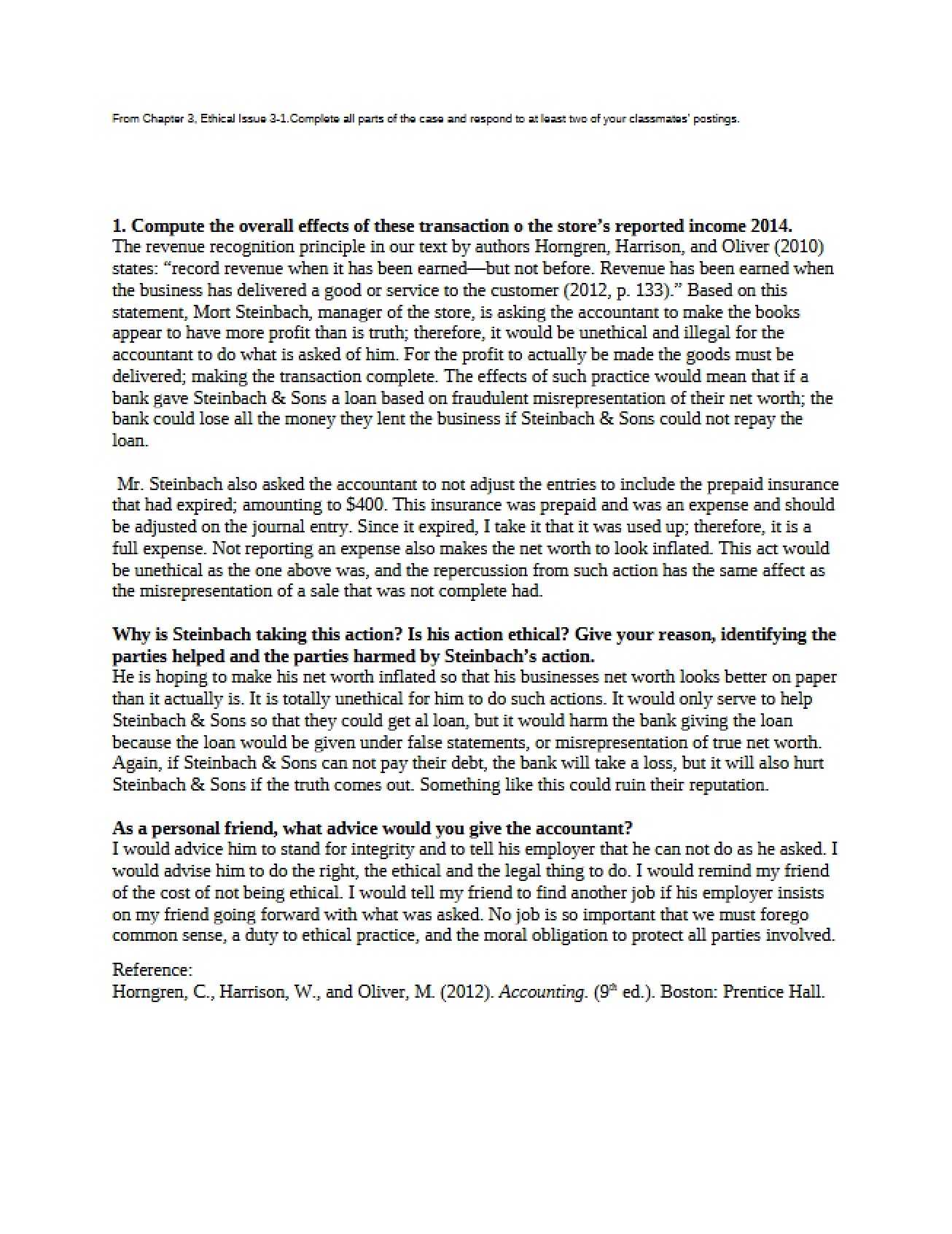 Ethical Issue 3-1, Chapter 3