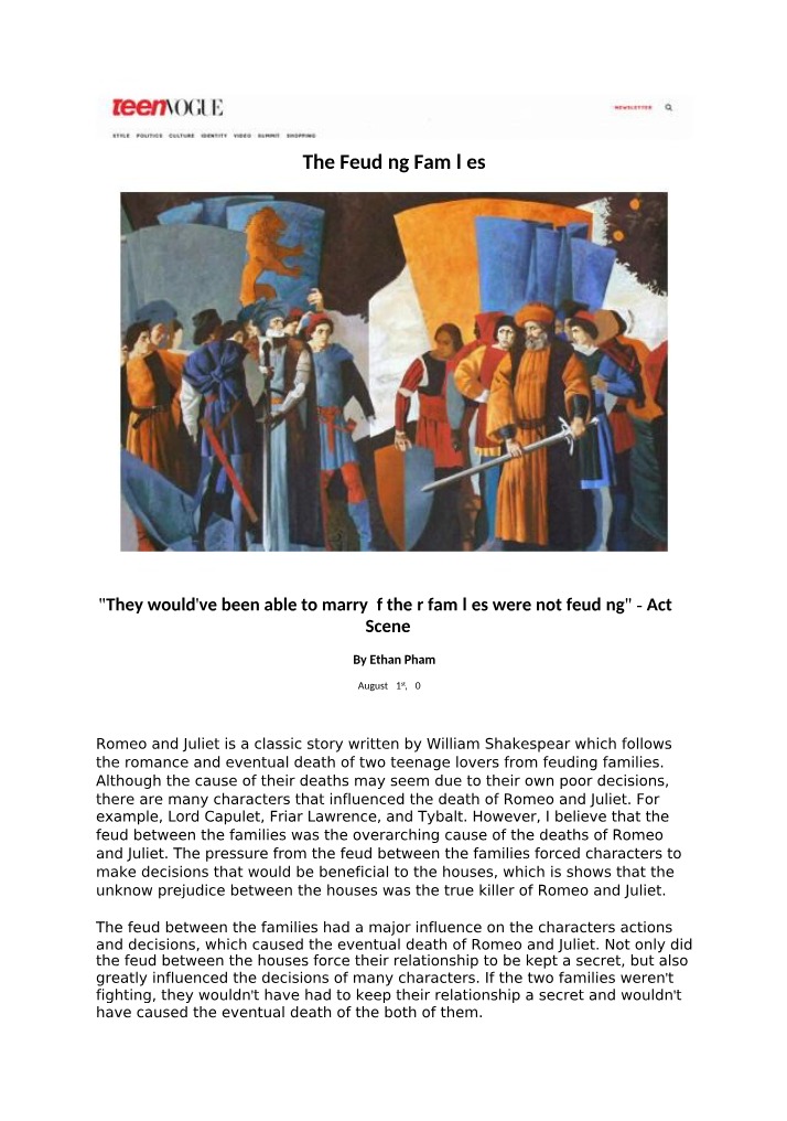 The Feuding Families Study