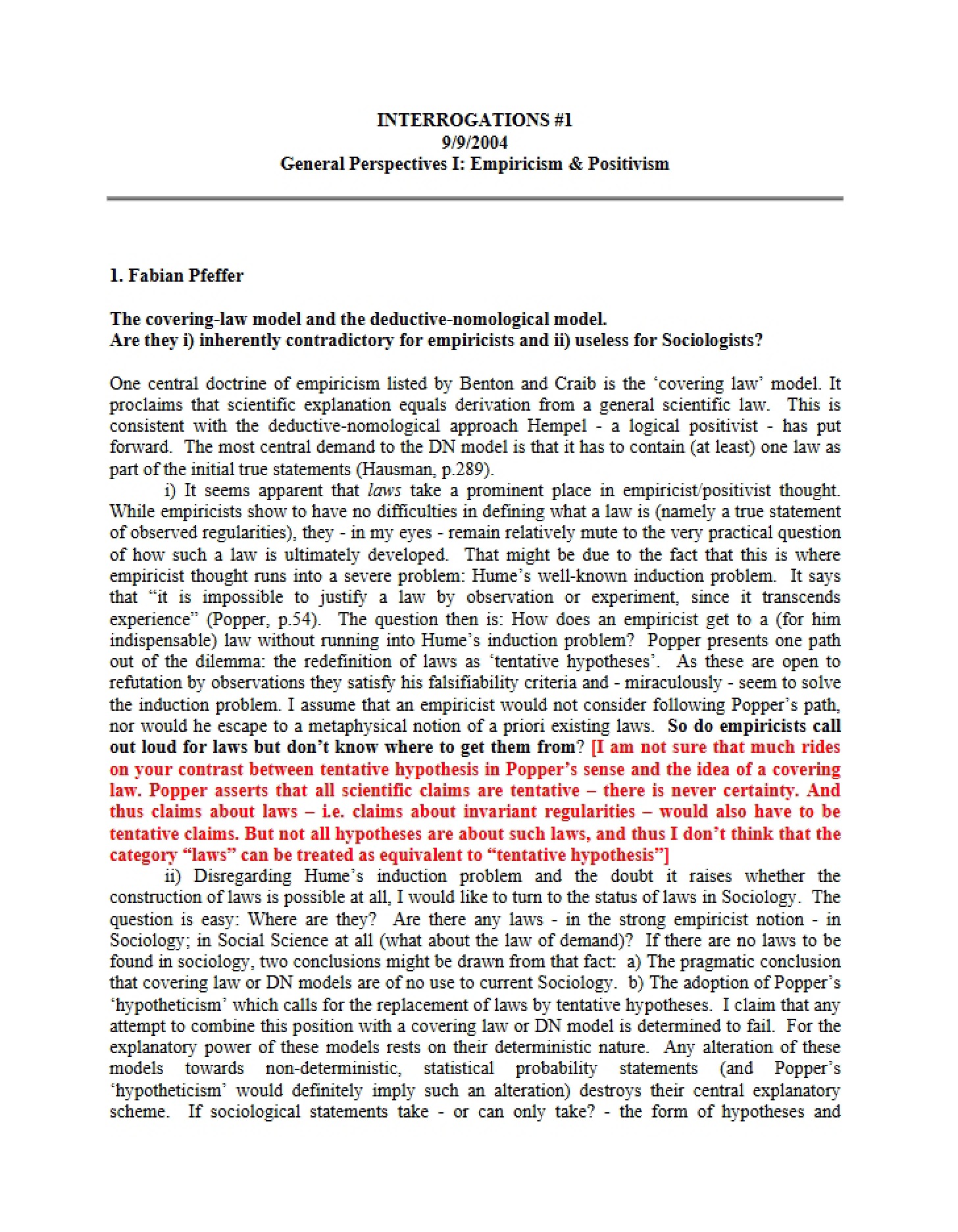 Positivism and Empiricism General Perspectives I