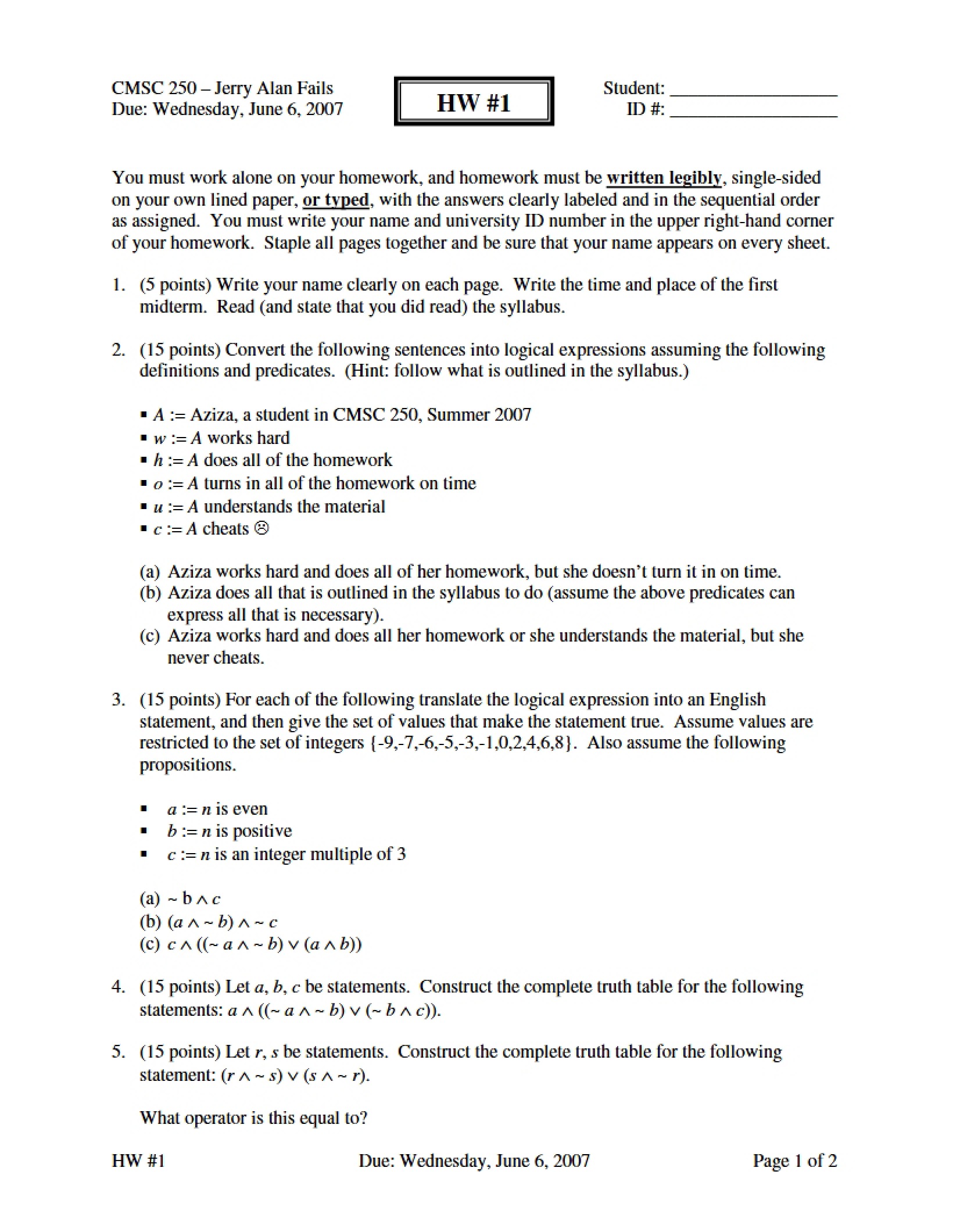 First Homework Assignment