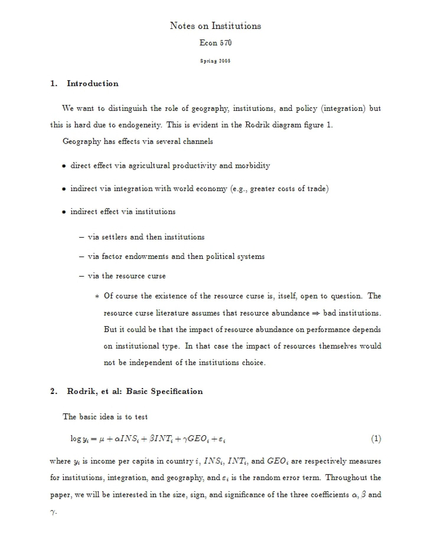 Institutions Notes