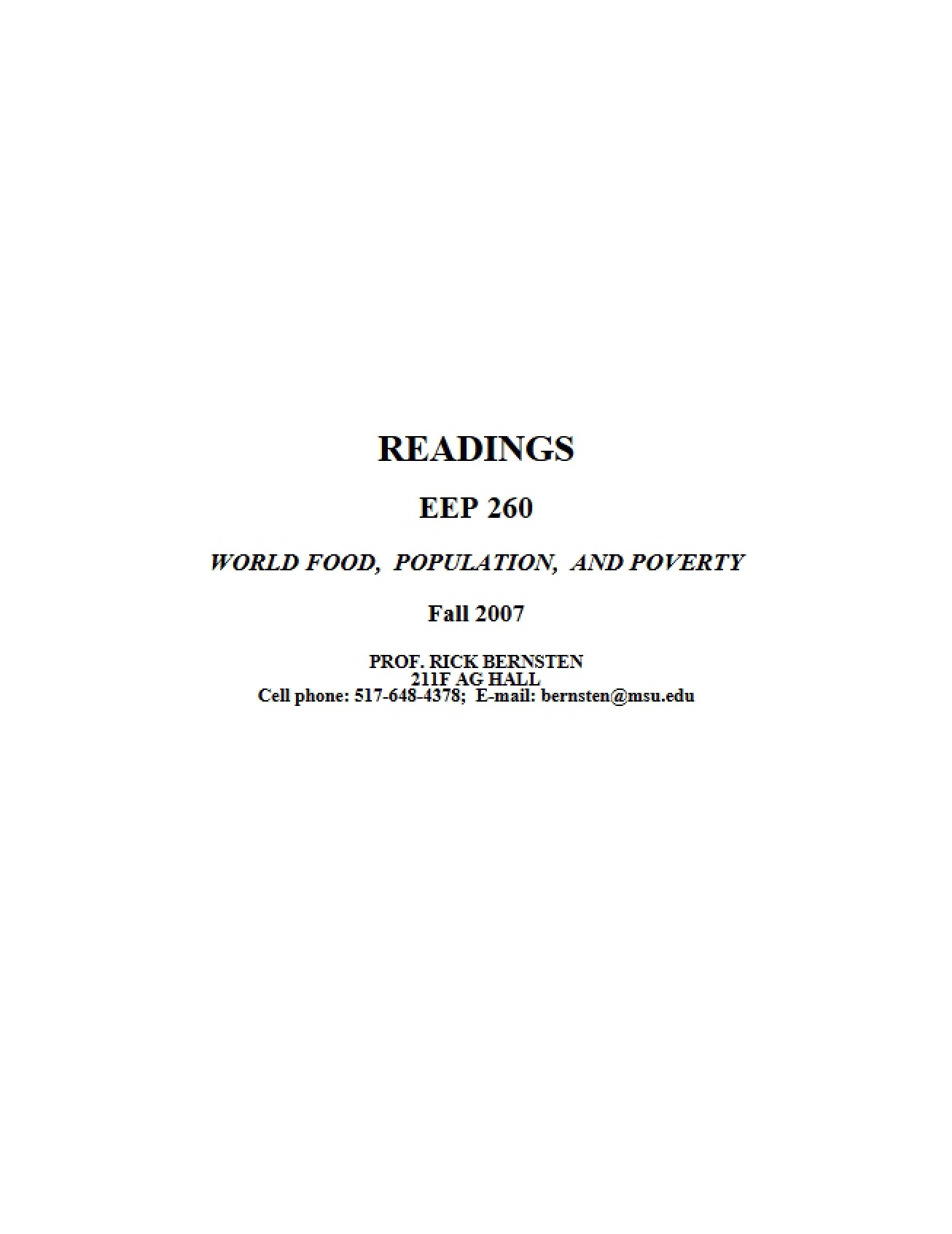 Course Readings