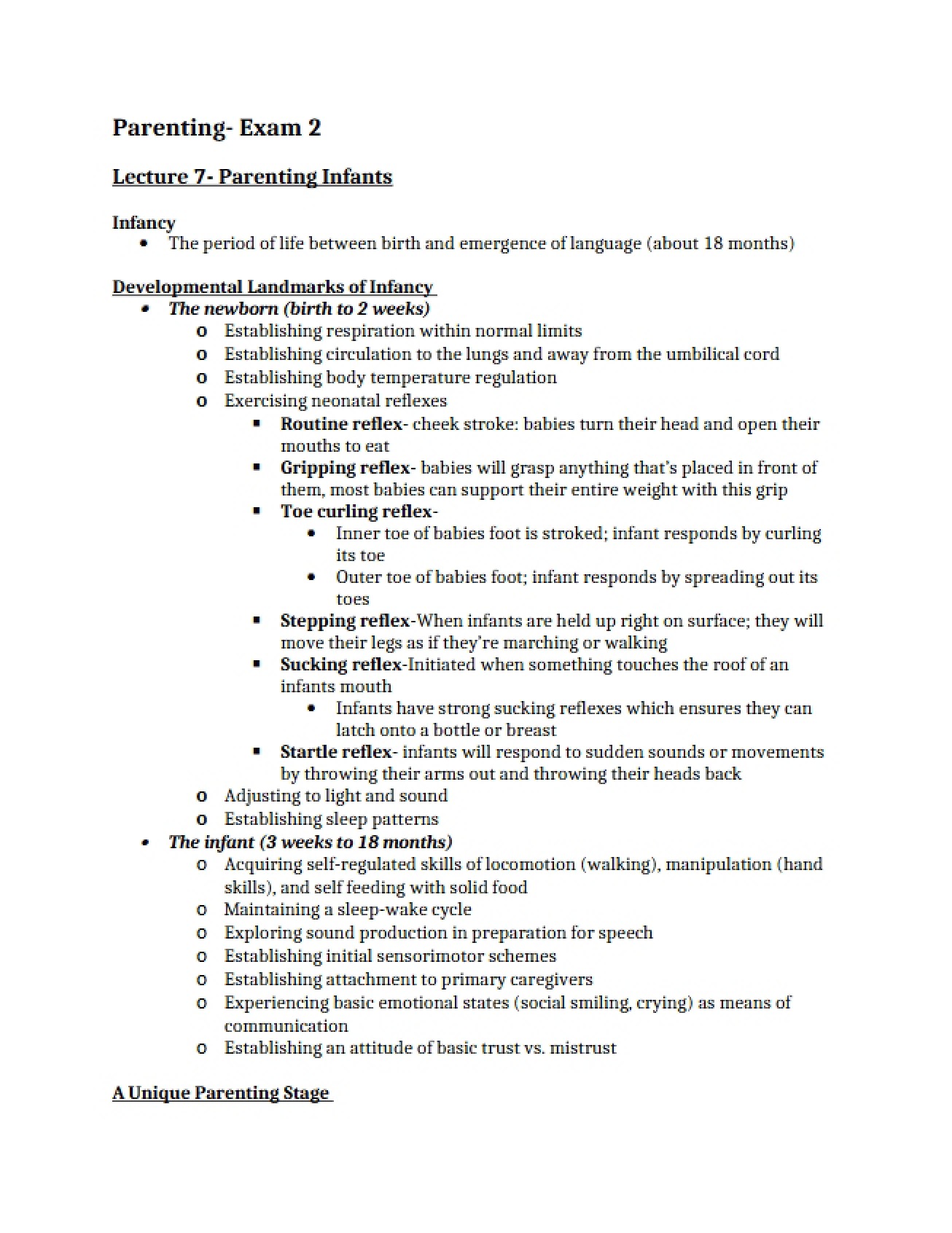 Infant Parenting Lecture 7