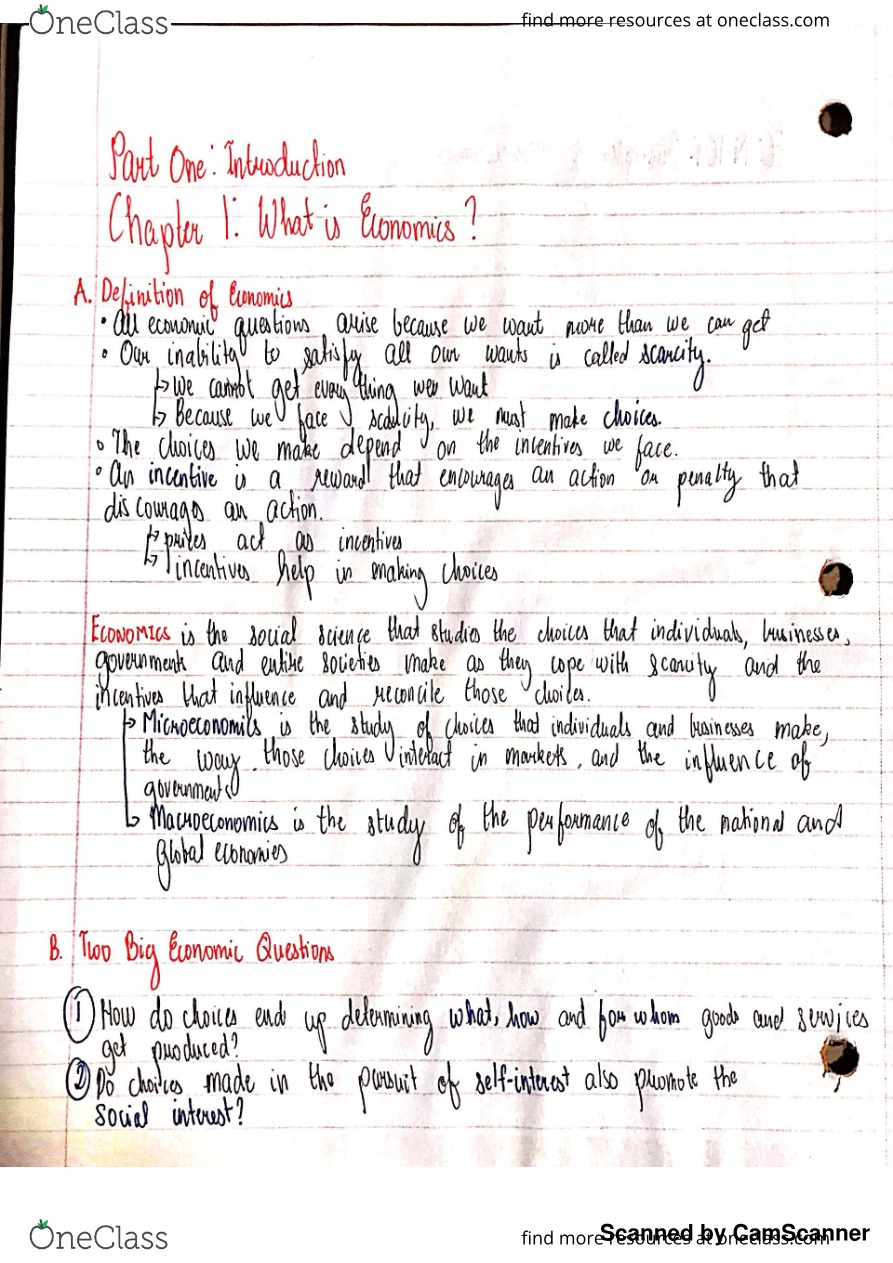 Economics Chapter 1 Notes