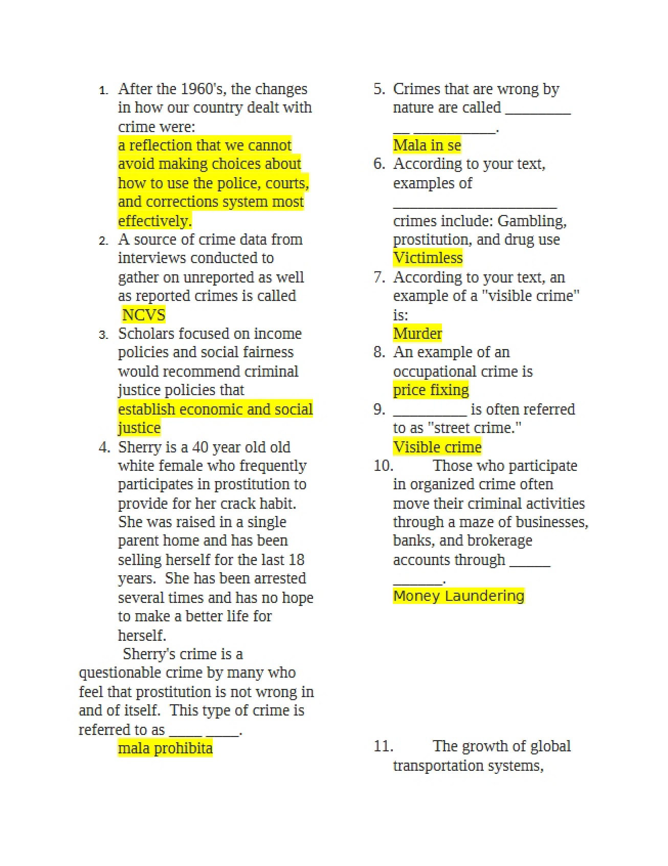 Criminal Justice Class Notes