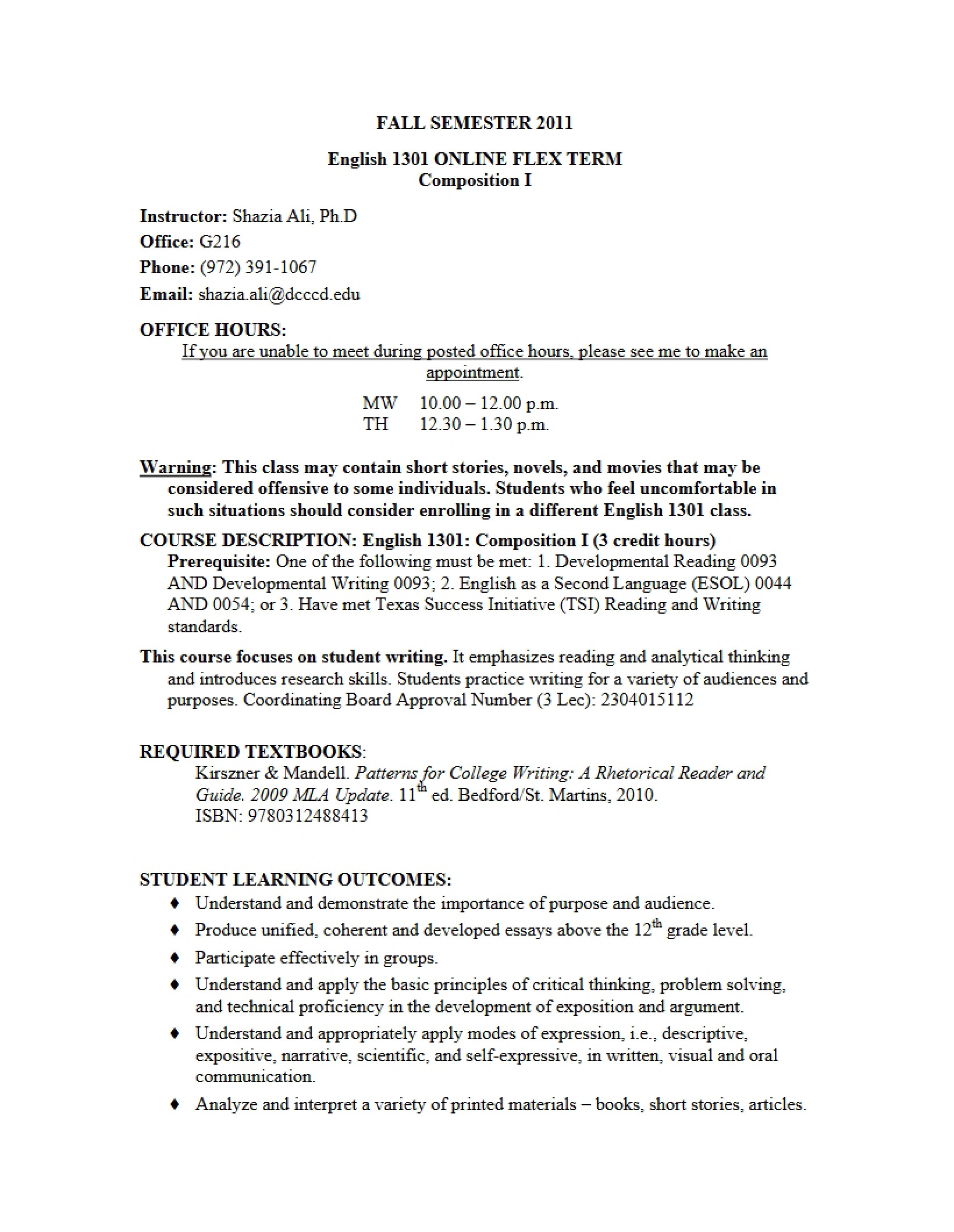 Syllabus - 11 Pages