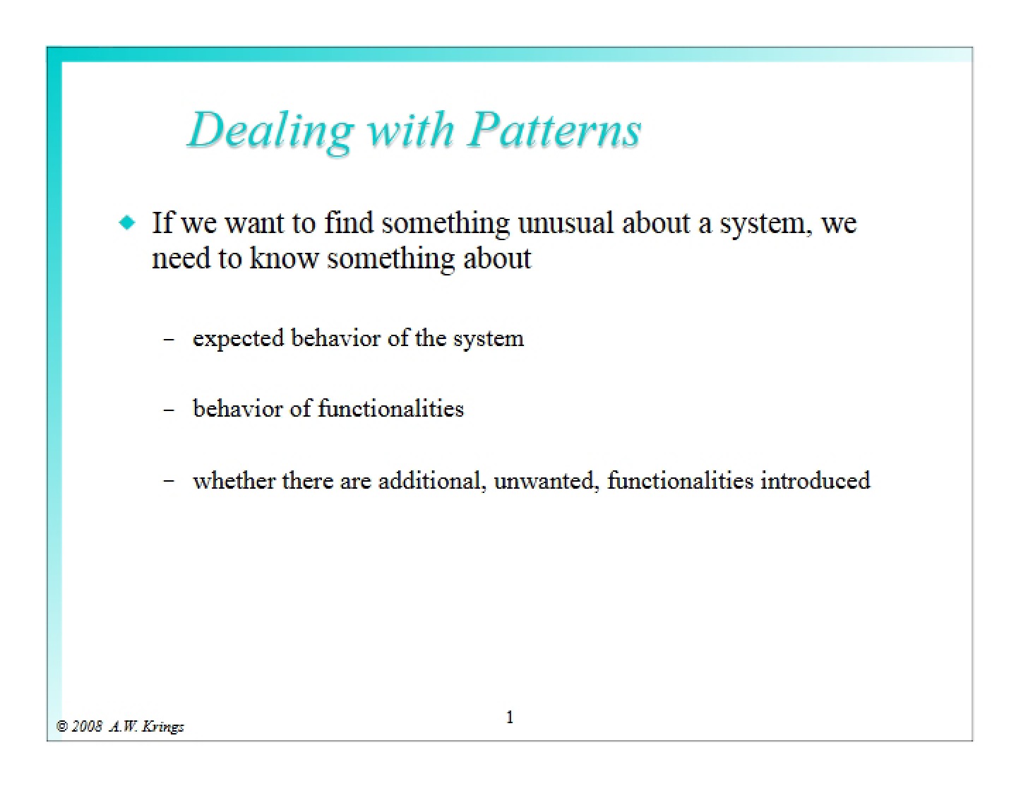 Managing Patterns