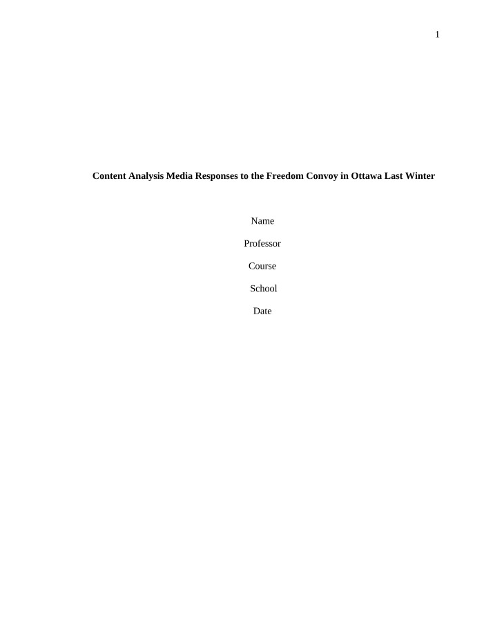Analyzing Media Responses to the Ottawa Freedom Convoy