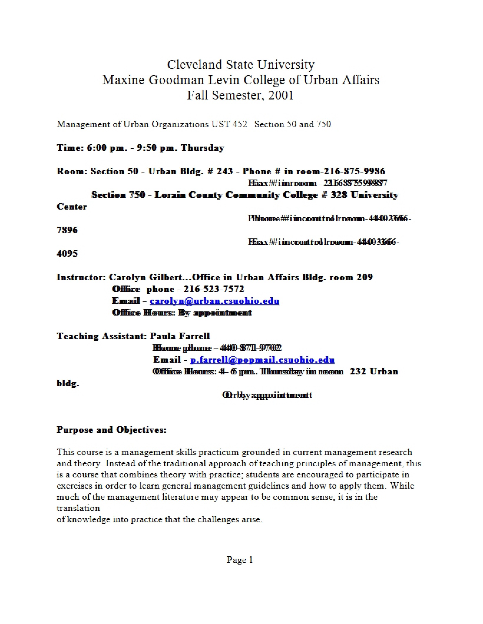 Syllabus Management of Nonprofit and Urban Organizations