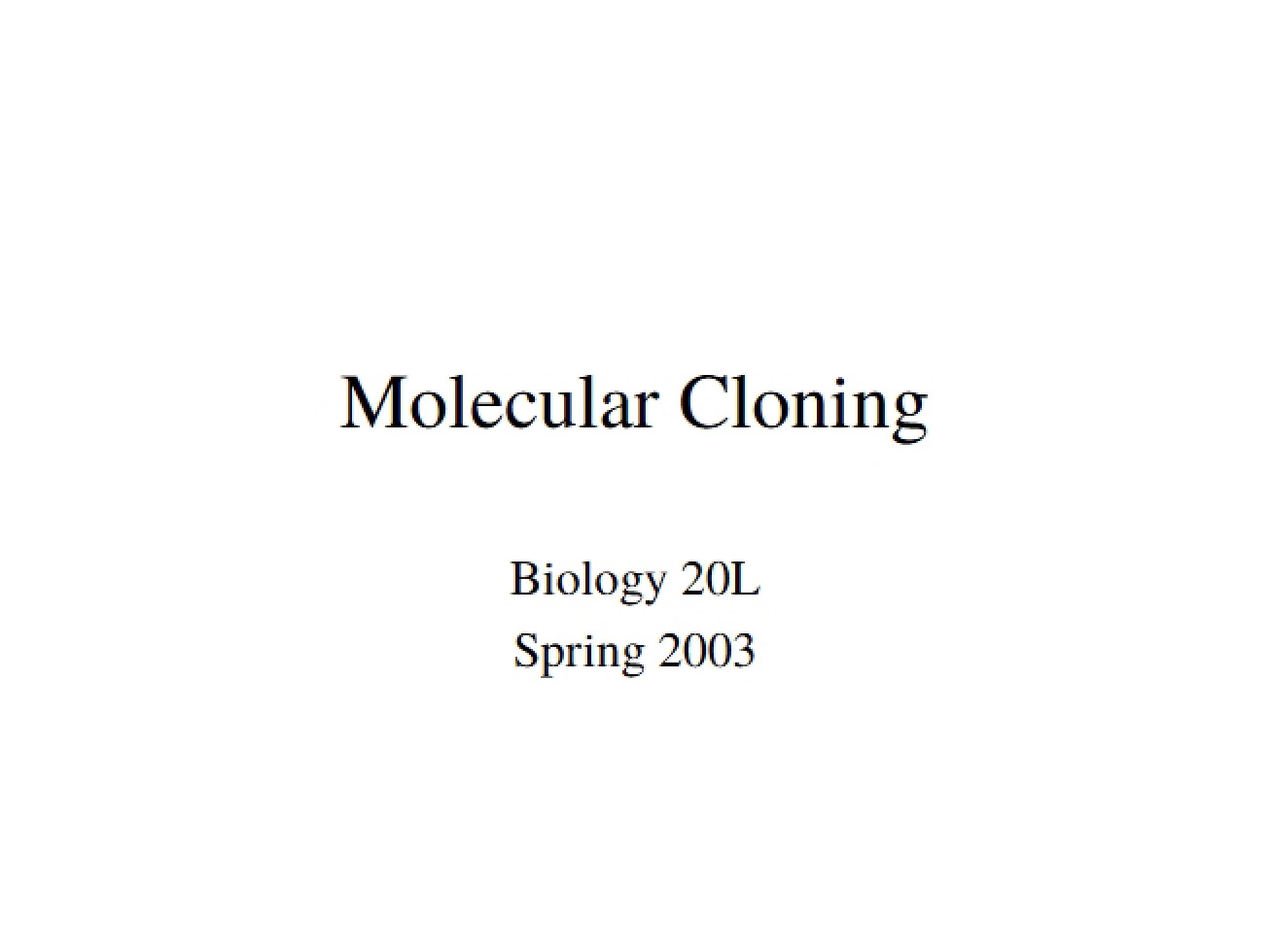 Introduction to Molecular Cloning