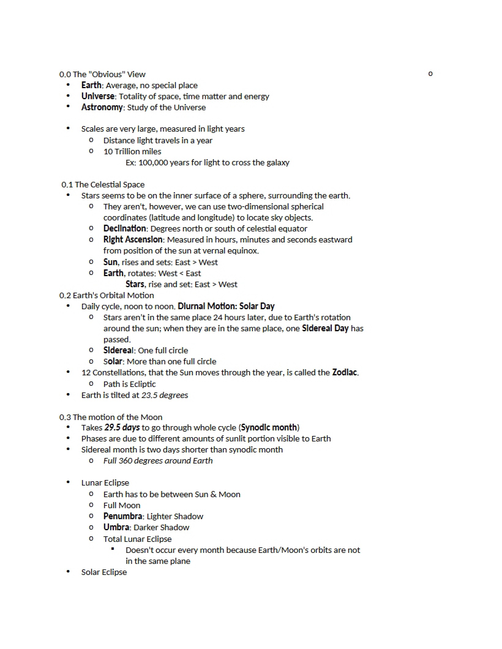 Astronomy Class Notes